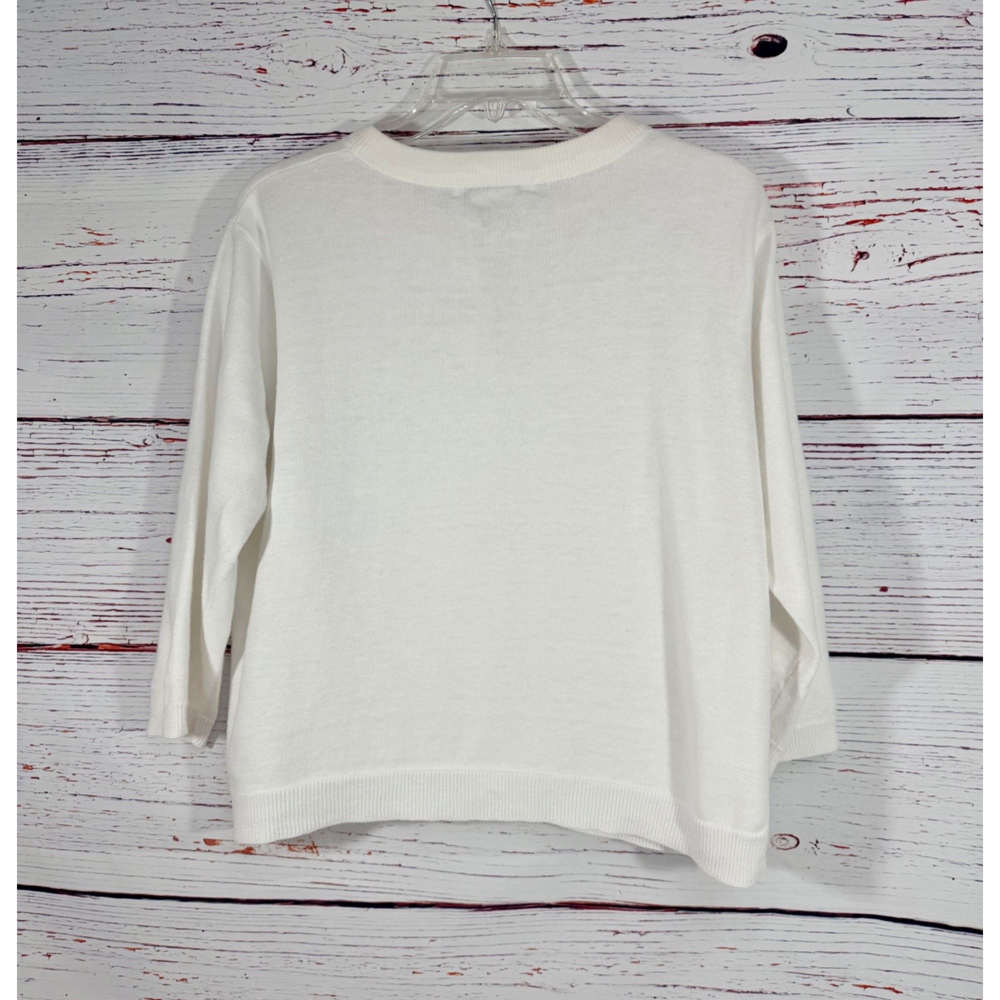 Vintage Vintage Victoria Jones Womens XL White Snap Front Knit Cardi Size XL / US 12-14 / IT 48-50 - 6 Thumbnail
