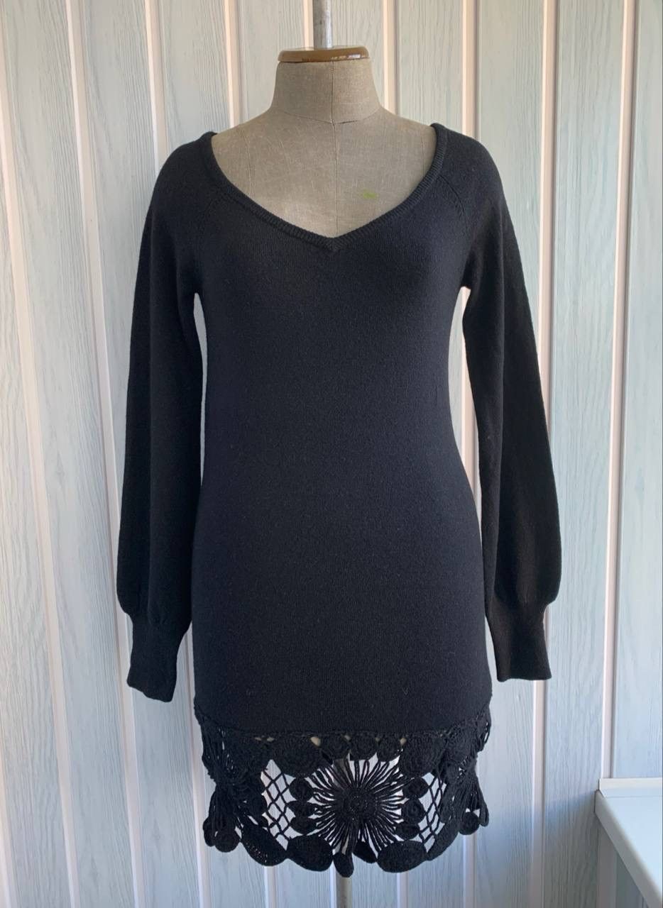 RED Valentino Red Valentino Black Wool & Cashmere Blend Knit A-Line Dress Size M / US 6-8 / IT 42-44 - 2 Thumbnail