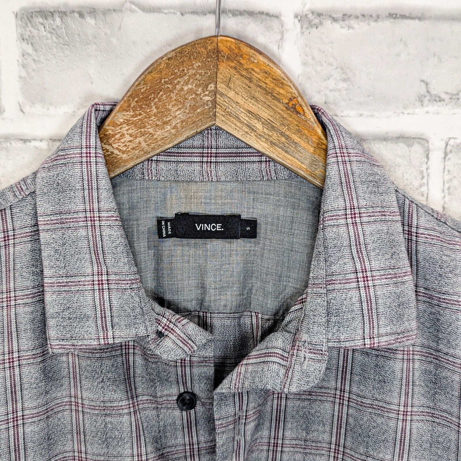 Vince VINCE Men's Button up Flannel Shirt Heather gray Check Size US S / EU 44-46 / 1 - 2 Thumbnail
