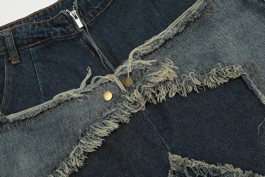 Japanese Brand retro star patch tassel denim short Size US 29 - 6 Thumbnail
