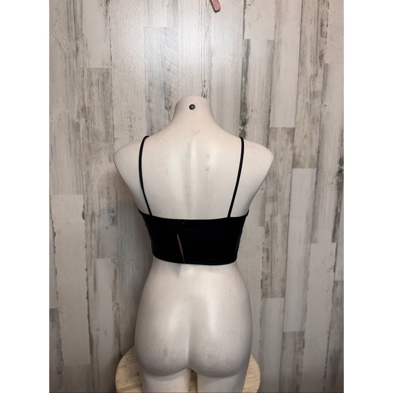 Other Jitren Clothing Black Faux Leather Spaghetti Strap Crop Top – Size Medium NWT Size M / US 6-8 / IT 42-44 - 2 Thumbnail
