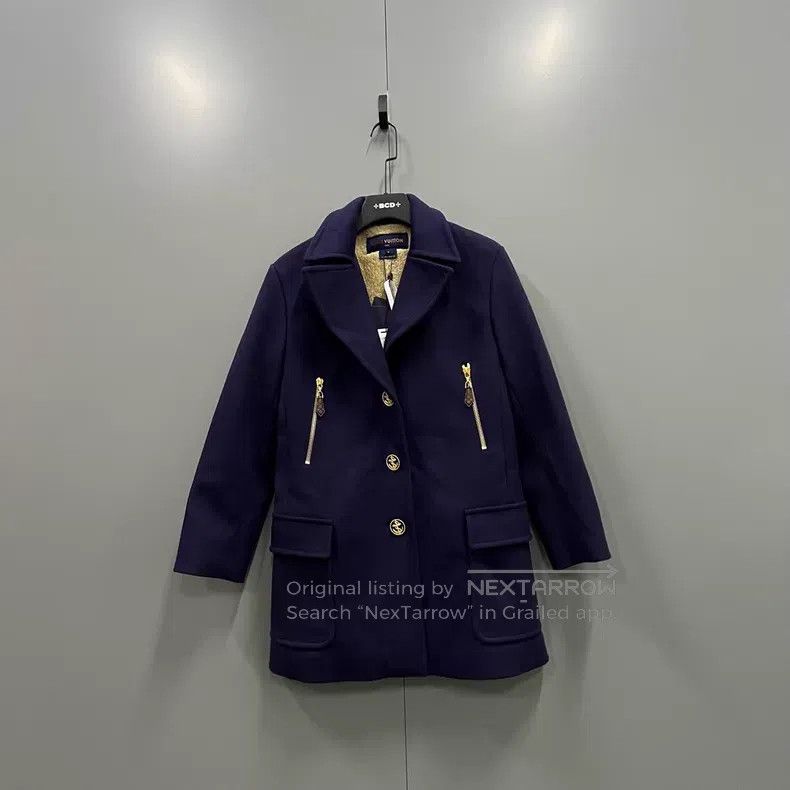 Louis Vuitton Louis Vuitton Navy blue lambswool coat Size XXS / US 00 / IT 34 - 1 Thumbnail