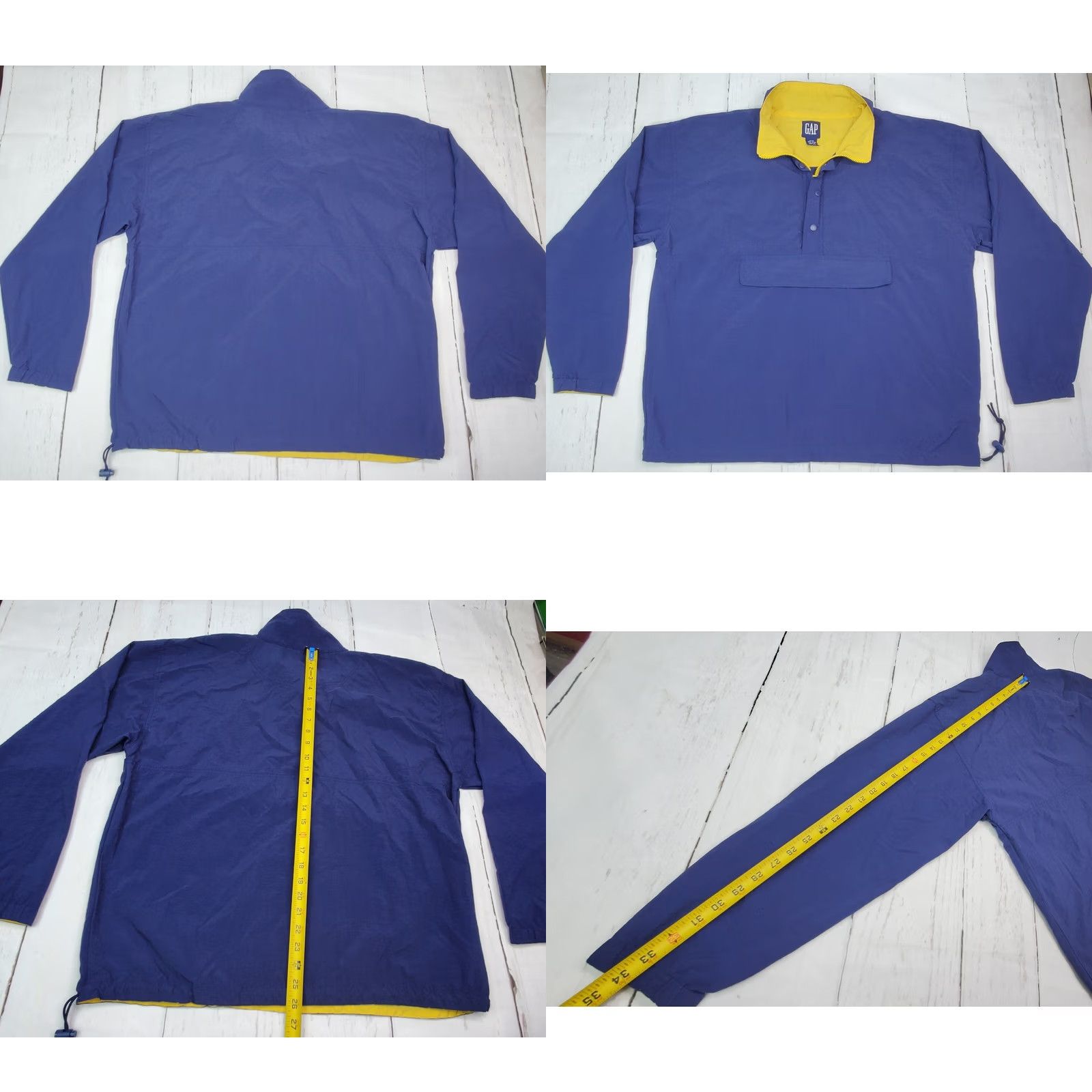 Gap VINTAGE Gap Hooded Windbreaker Anorak Pullover 1/2 Zip Mens M Blue Yellow Jacket Size US M / EU 48-50 / 2 - 8 Thumbnail