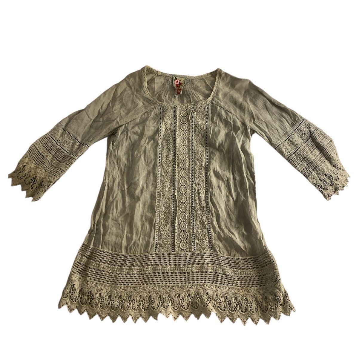 Johnny Was Boho Chic Crochet Lace Tunic Dress Johnny Was Gray XS Size XS / US 0-2 / IT 36-38 - 2 Thumbnail