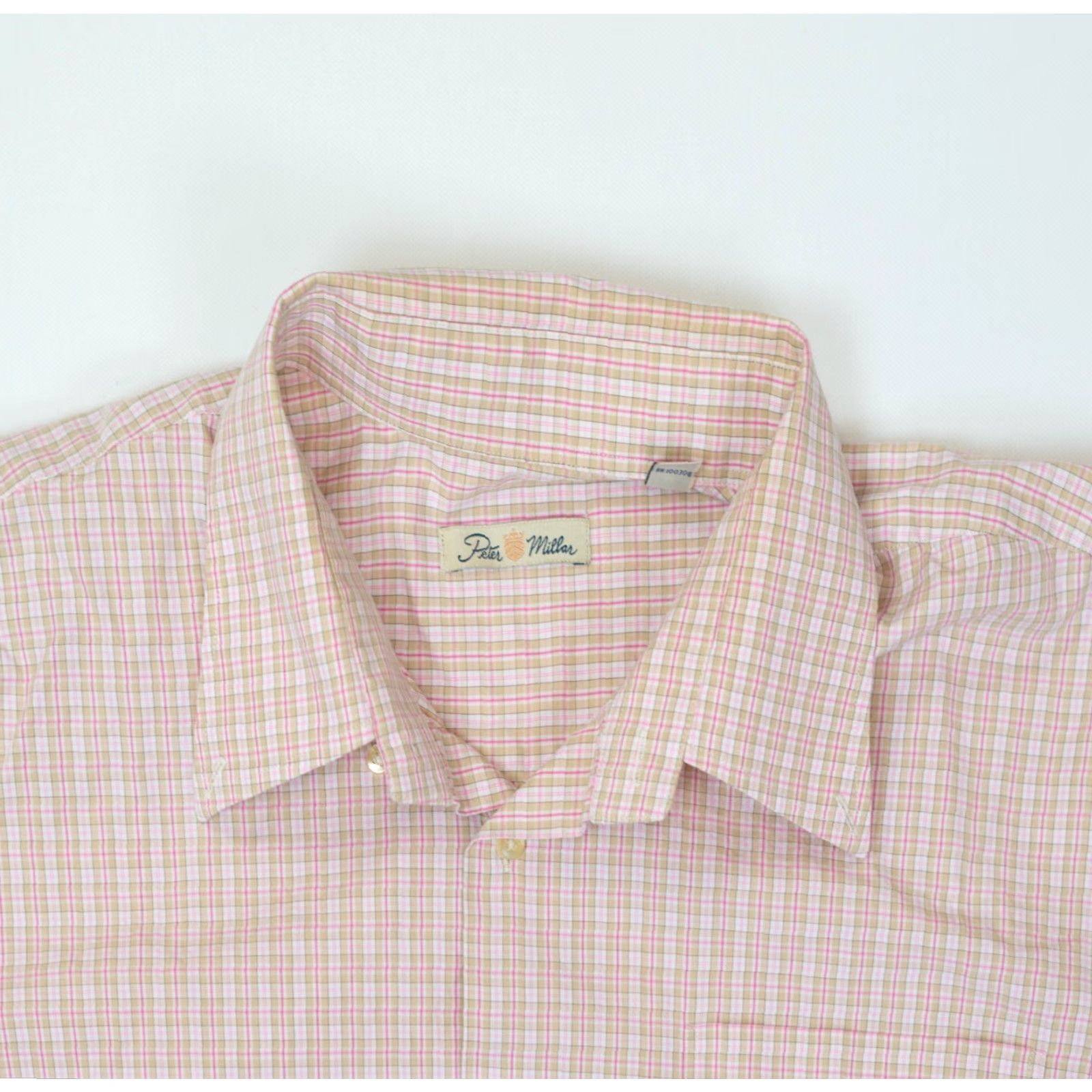 Peter Millar Peter Millar Shirt Men XL Pink Brown White Plaid Button-Down Cotton Long Sleeve Size US XL / EU 56 / 4 - 4 Thumbnail