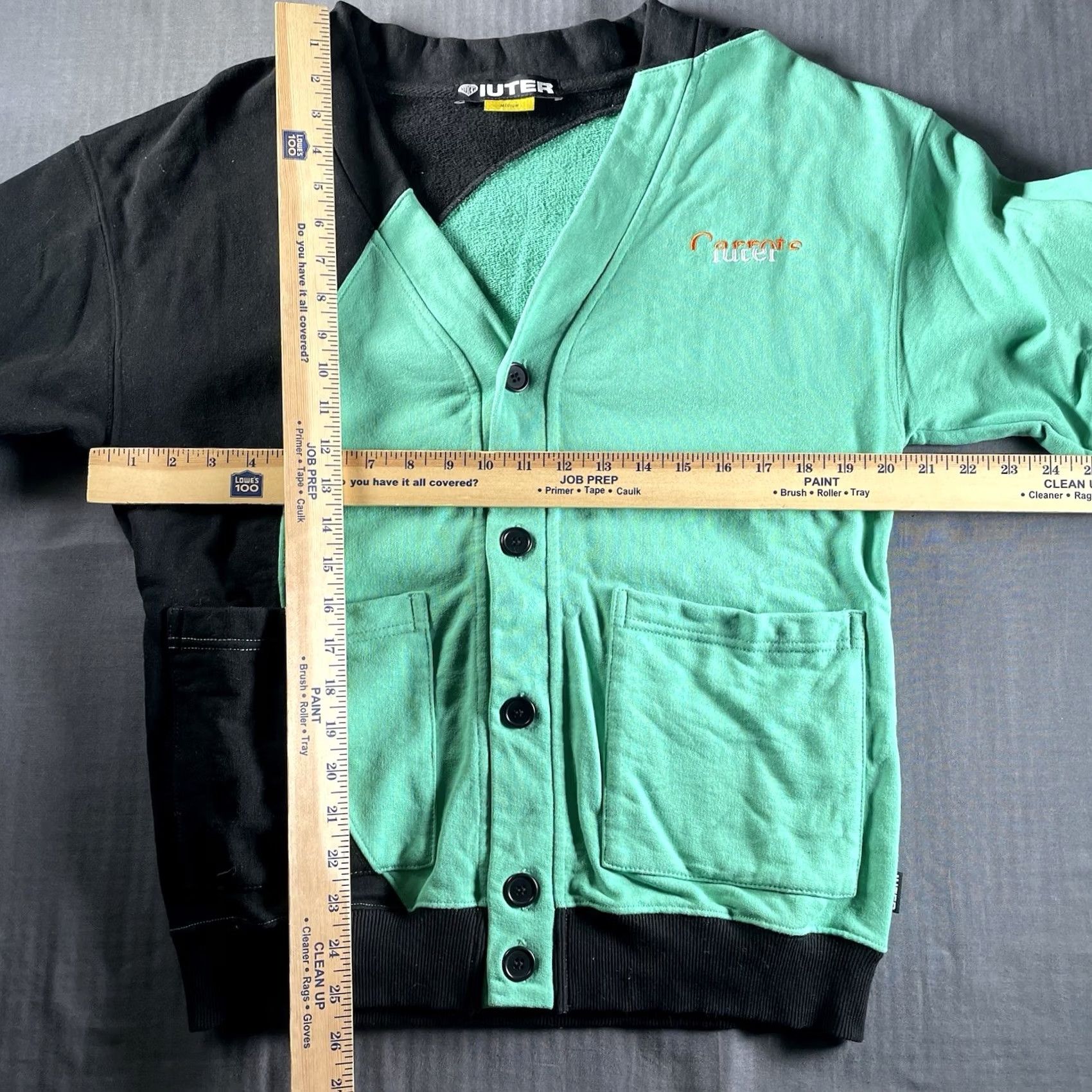 Vintage Carrots Cardigan Mens Medium IUTER Split Cardigan Sweater Black Green Italy Size US M / EU 48-50 / 2 - 6 Thumbnail