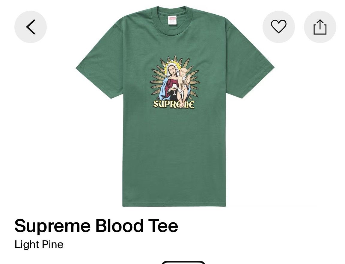 Supreme NIB Supreme Blood Tee - LT PINE 2XL Size US XXL / EU 58 / 5 - 1 Thumbnail
