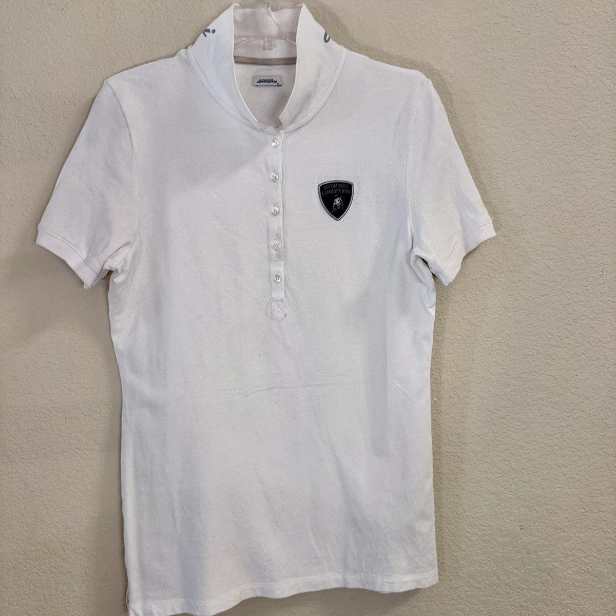 Lamborghini Women’s Automobile Lamborghini White Button Up Polo Shirt Size XL / US 12-14 / IT 48-50 - 1 Thumbnail