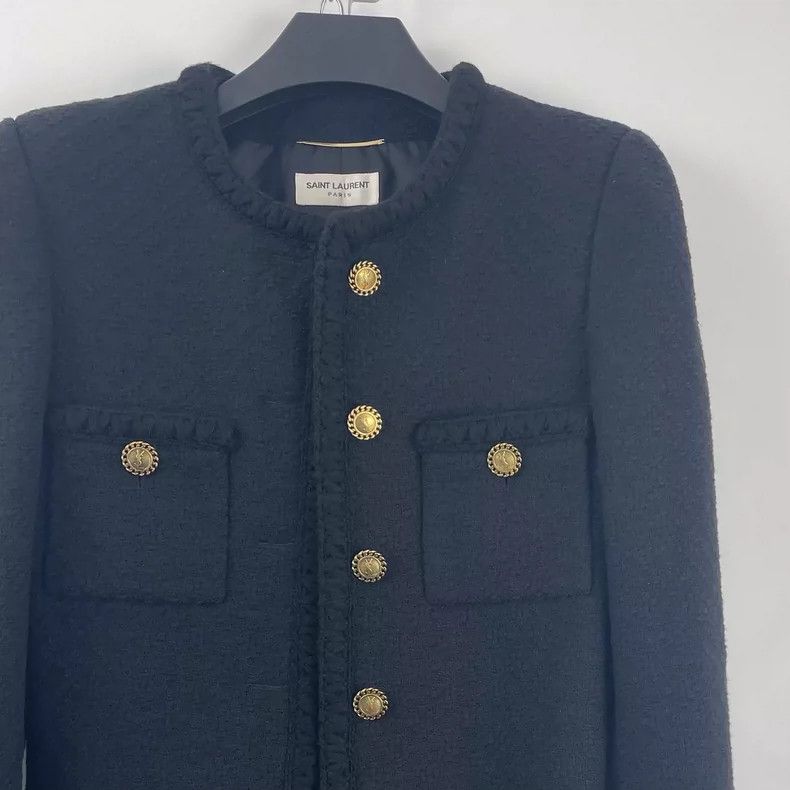 Saint Laurent Paris Saint Laurent ParisBlack tweed bouquet jacket 2504-Nextarr Size S / US 4 / IT 40 - 4 Thumbnail