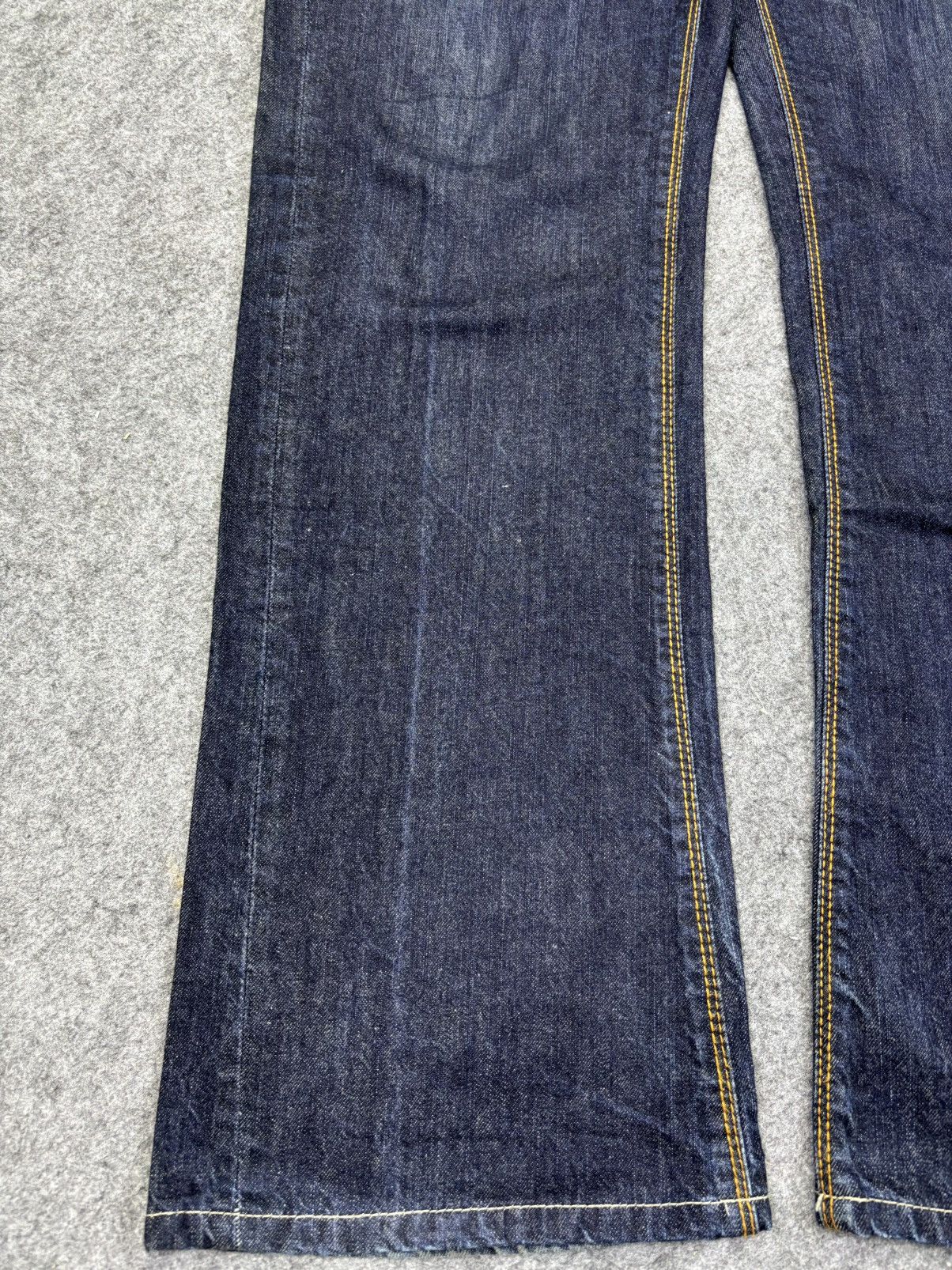 Japanese Brand 💥Flare💥Vintage BLUE WAY Dark Blue Denim F890 Size US 33 - 7 Thumbnail