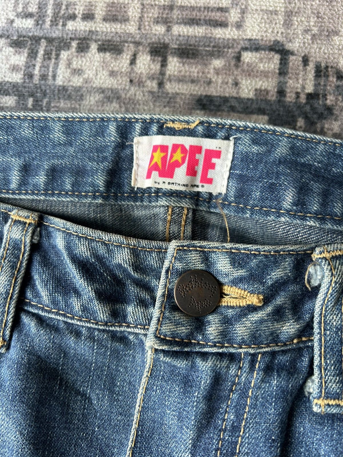 Bape Bape Back Print *A Bathing Ape* Jeans Size 33" - 10 Thumbnail
