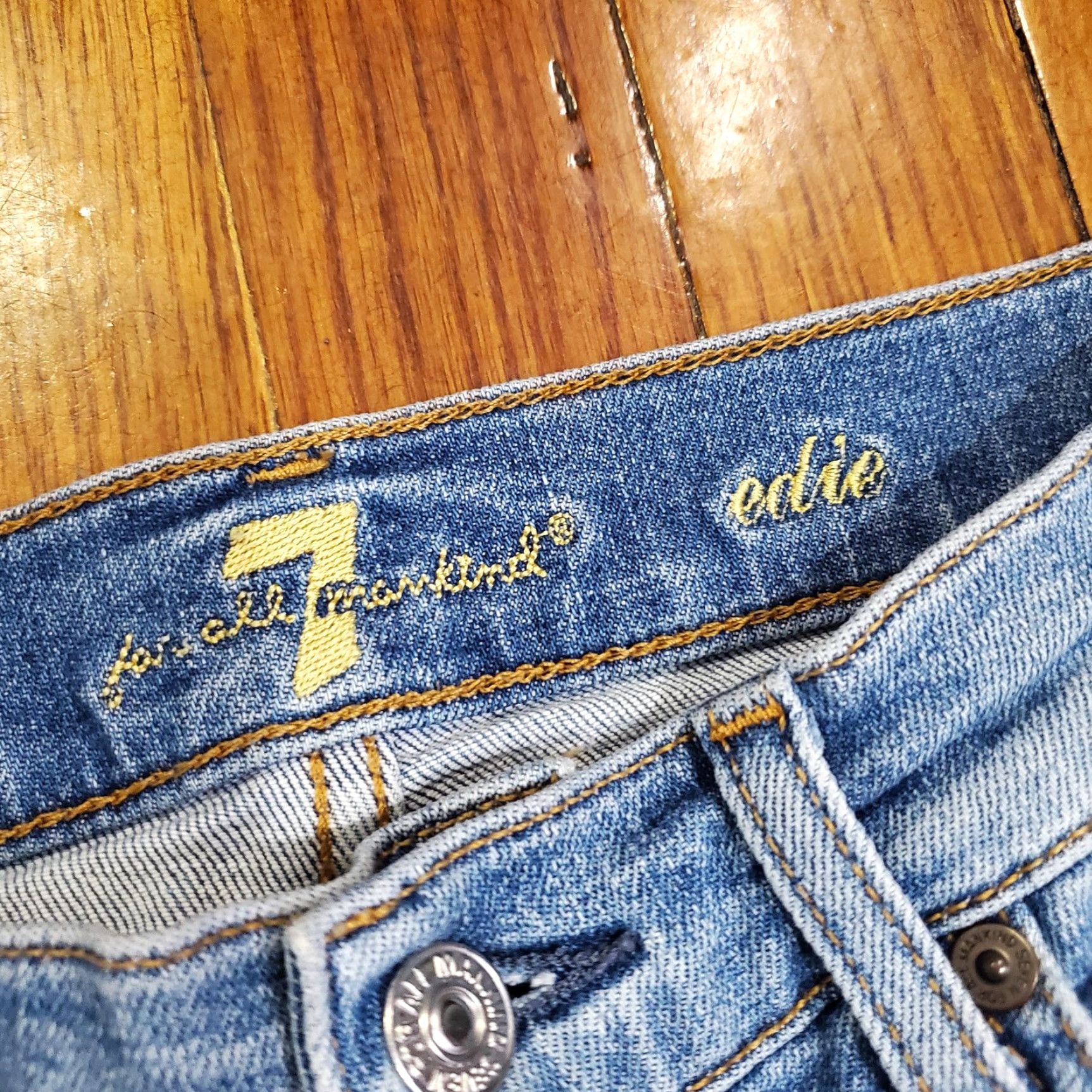 7 For All Mankind 7 For All Mankind Edie Jeans Womens 25 Blue Mid Rise Skinny Frayed Hem Crop Jeans Size 42" / US 20 - 7 Thumbnail