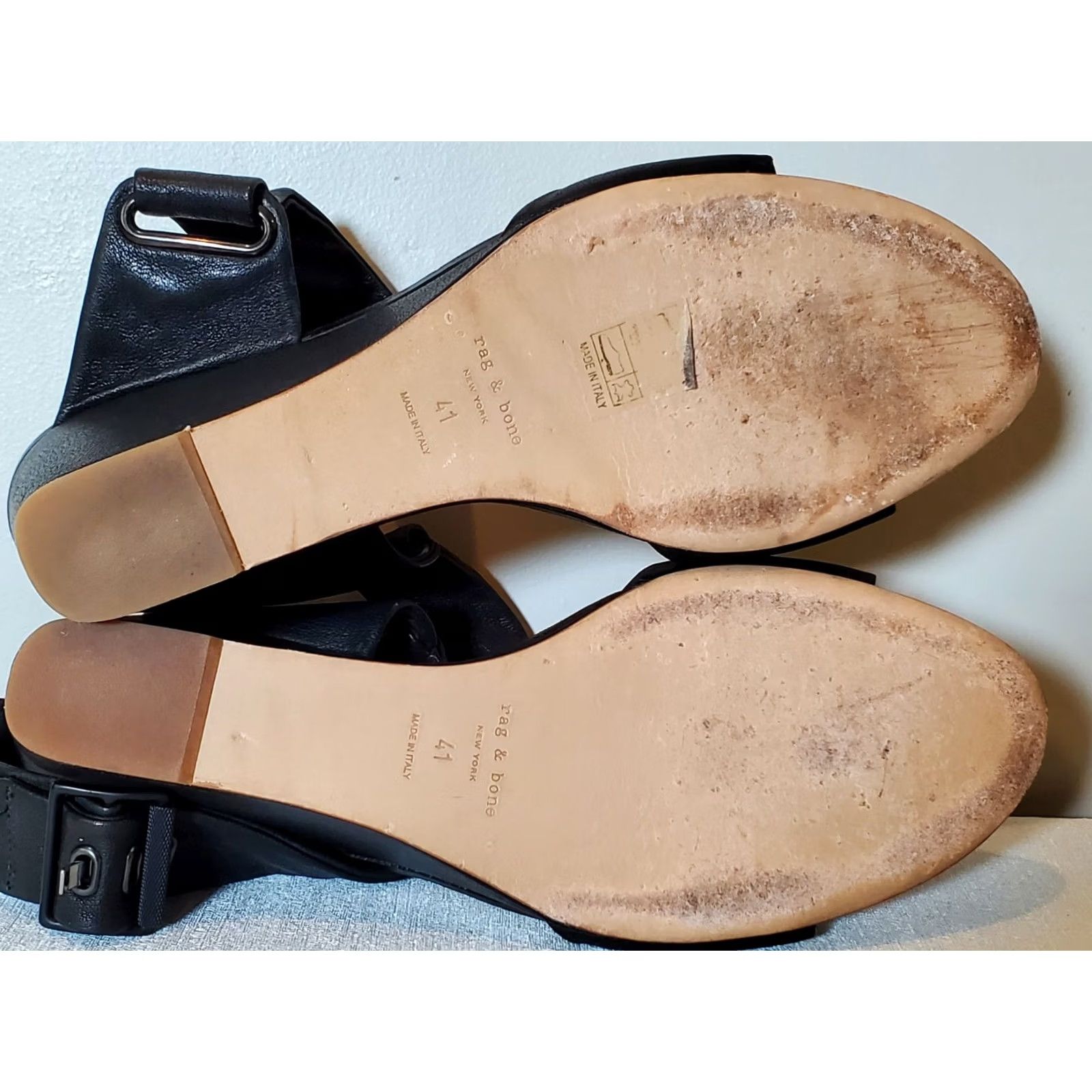 Rag & Bone Rag & Bone Damien Wedge Sandals Black Leather Made in Italy Women's US 10.5 EU 41 Strappy Buckle Open Toe Size US 11 / IT 41 - 7 Thumbnail