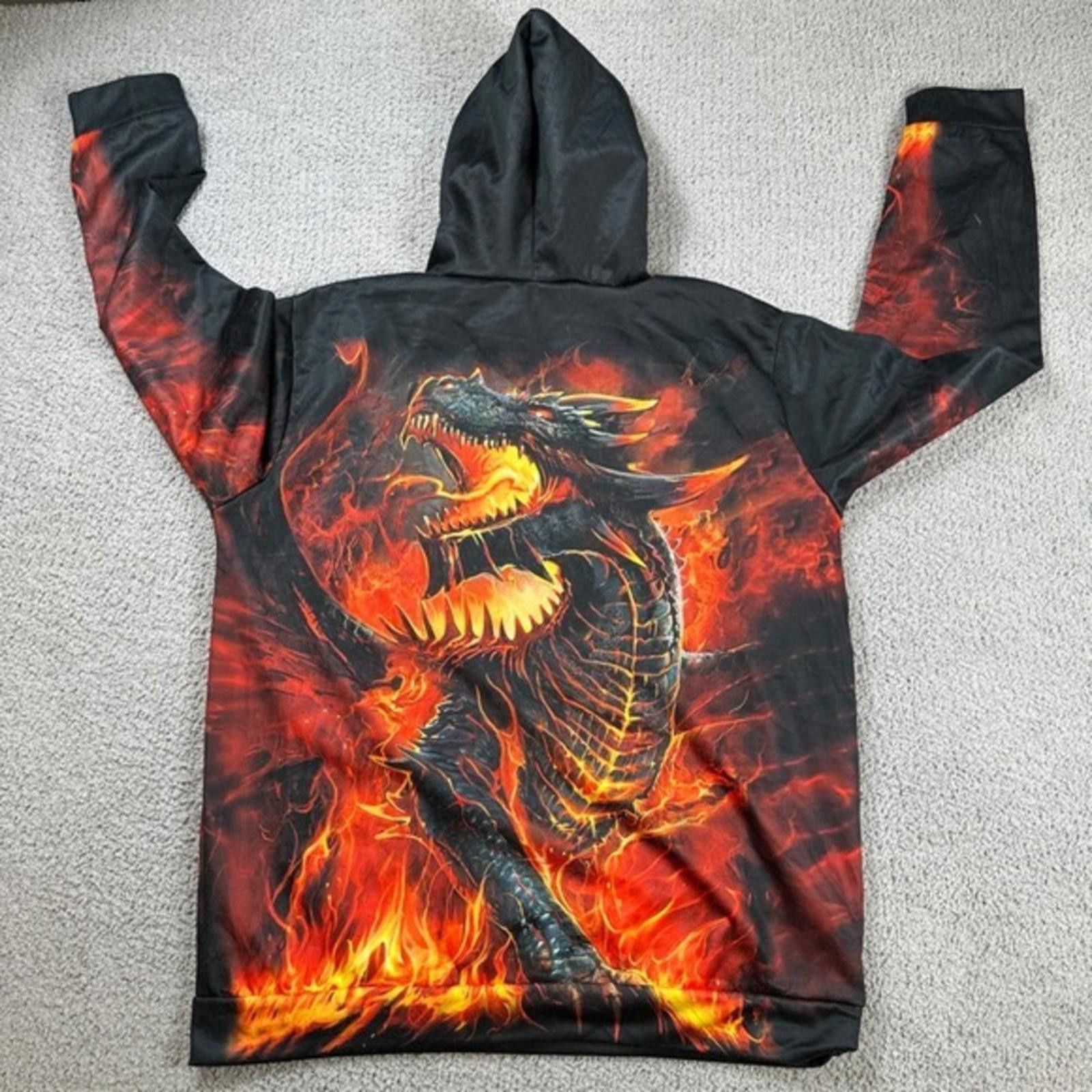 Other Dragon Fire All Over Print Hoodie 2XL Black Red Fantasy Size US XXL / EU 58 / 5 - 3 Thumbnail