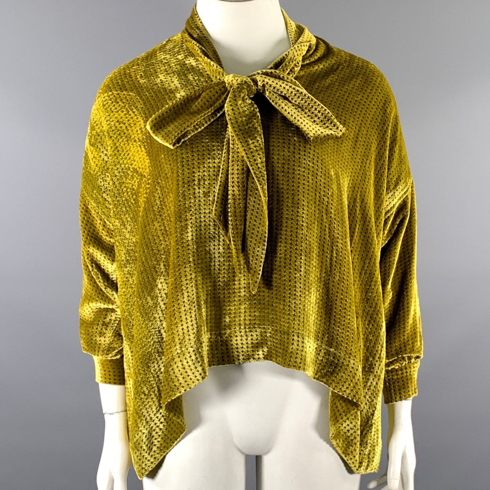 Libertine LIBERTINE M Gold Chartreuse Silk Blend Houndstooth Tunic Size M / US 6-8 / IT 42-44 - 1 Thumbnail