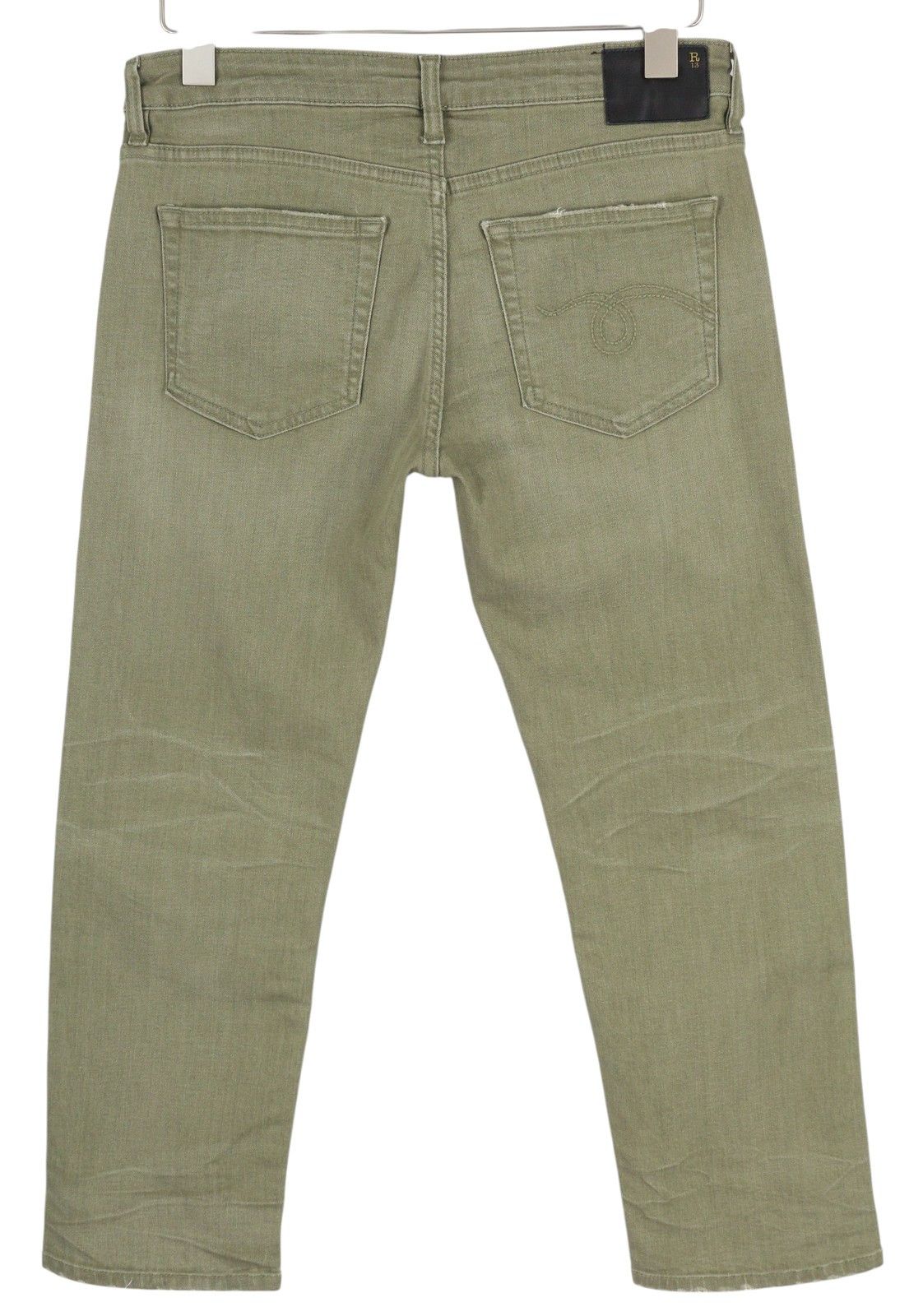 R13 BOY STRAIGHT 27 Cropped Washed Olive Green 84498 Size 27" / US 4 / IT 40 - 3 Thumbnail