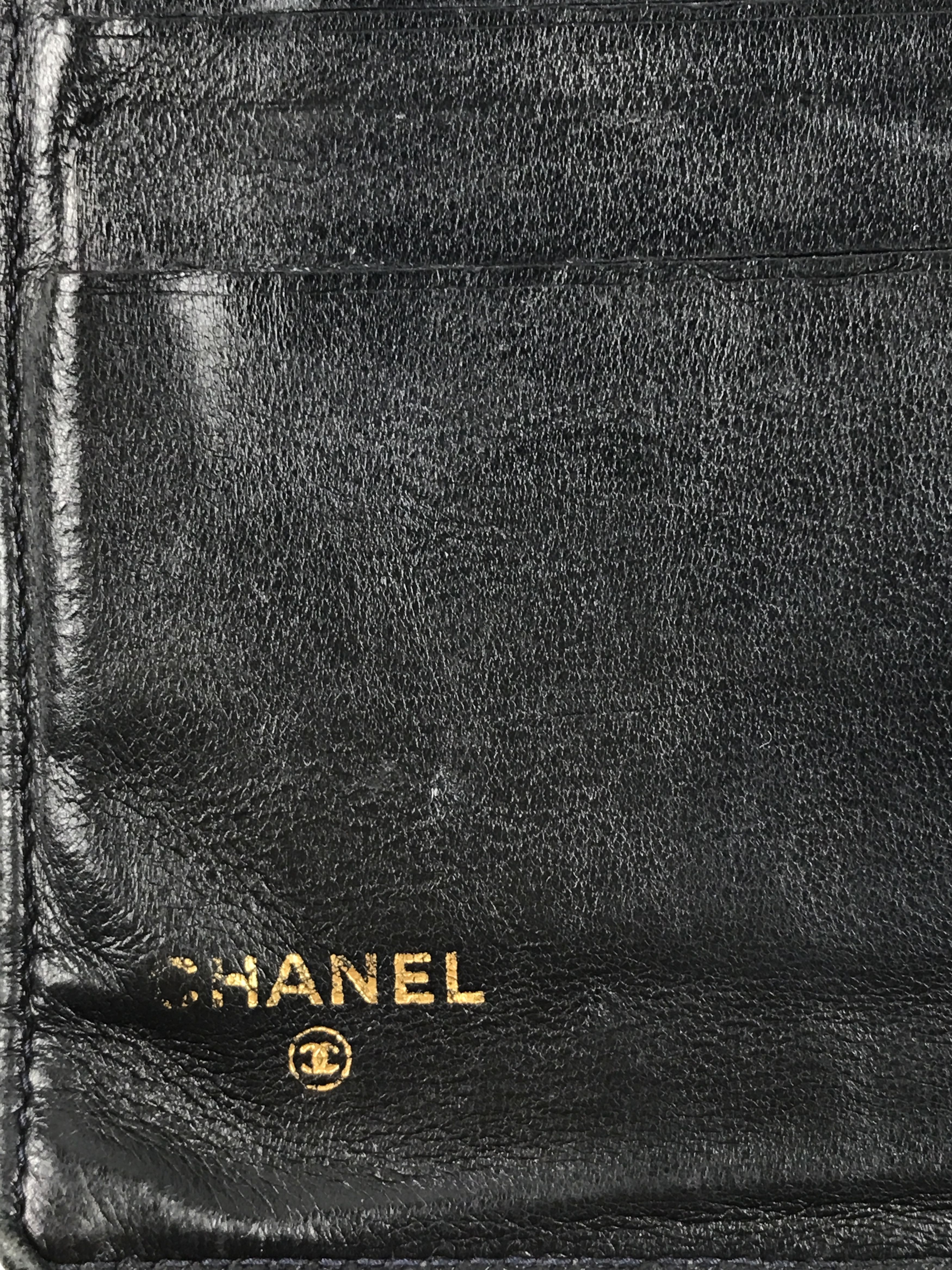 Chanel × Vintage Chanel Classic Black Lambskin Big CC Logo Bifold Long Wallet Size ONE SIZE - 12 Thumbnail