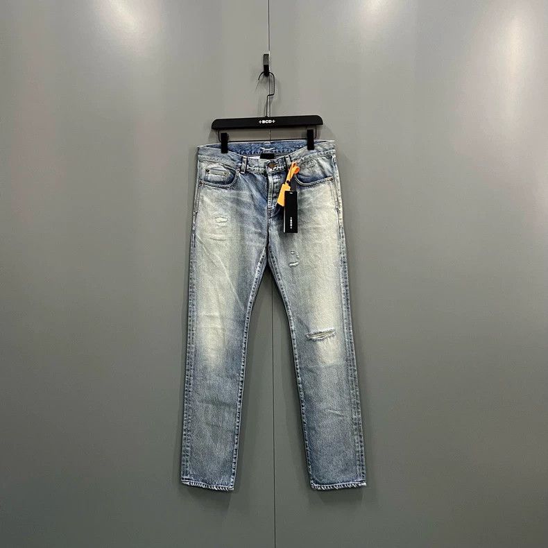 Saint Laurent Paris Saint Laurent Blue Distressed Denim Pants Size US 31 - 1 Thumbnail