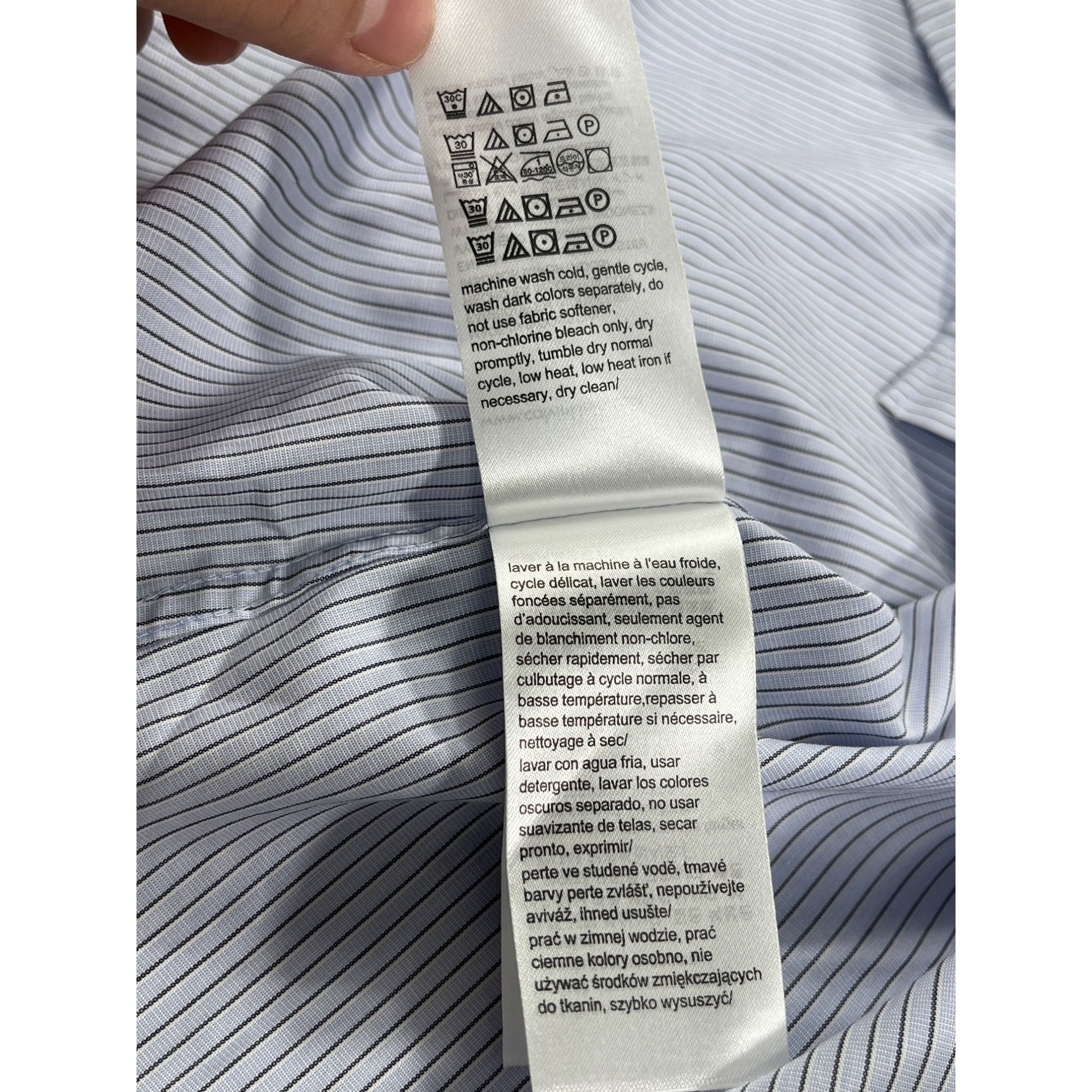 Calvin Klein Calvin Klein SKU 7655 Mens Light blue Striped Dress Shirt Si Size US XL / EU 56 / 4 - 12 Thumbnail