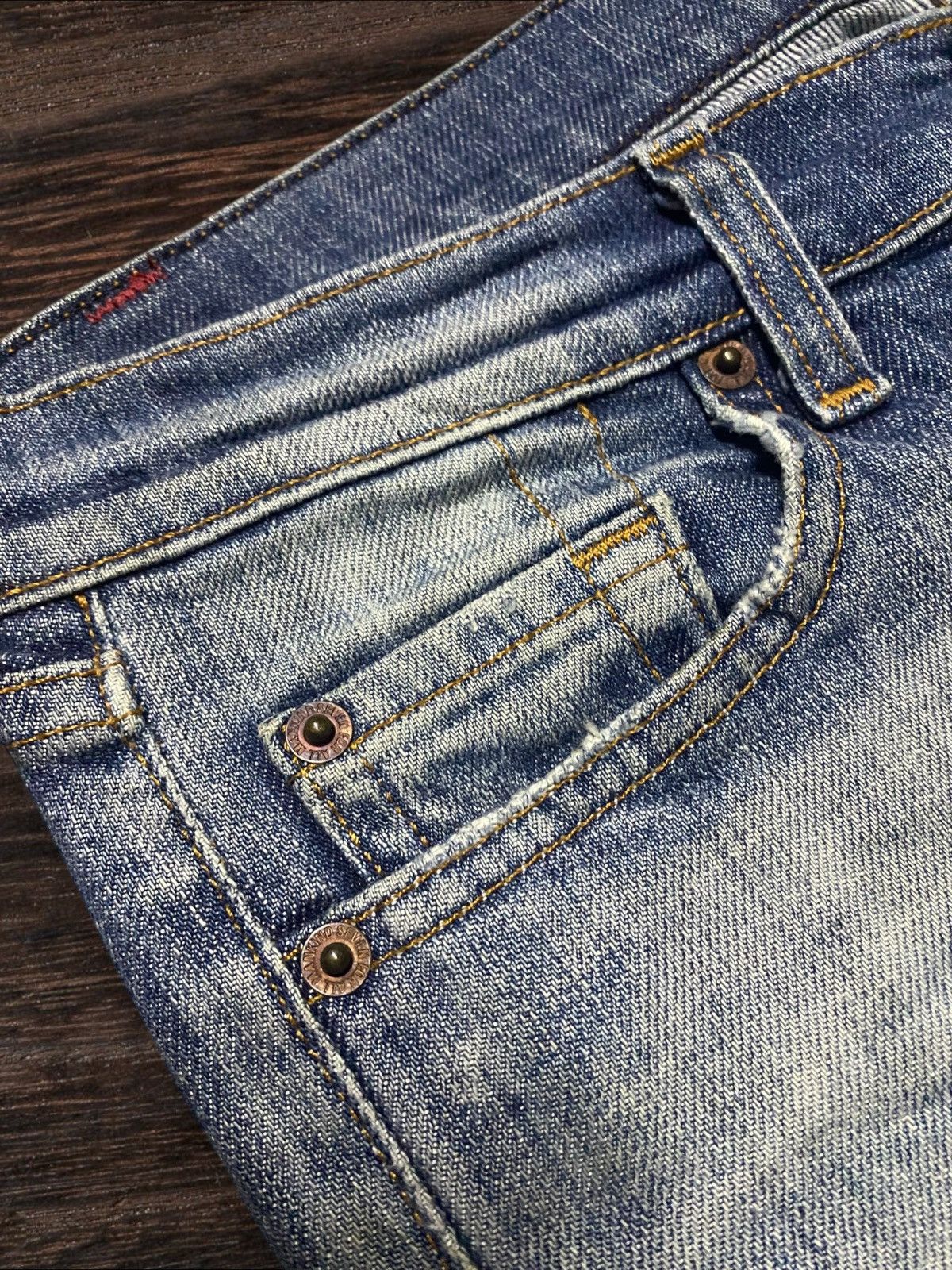 7 For All Mankind × The Great China Wall Vintage 7 All Mind Kind Faded Wash Distressed Flare Jeans Size US 31 - 7 Thumbnail