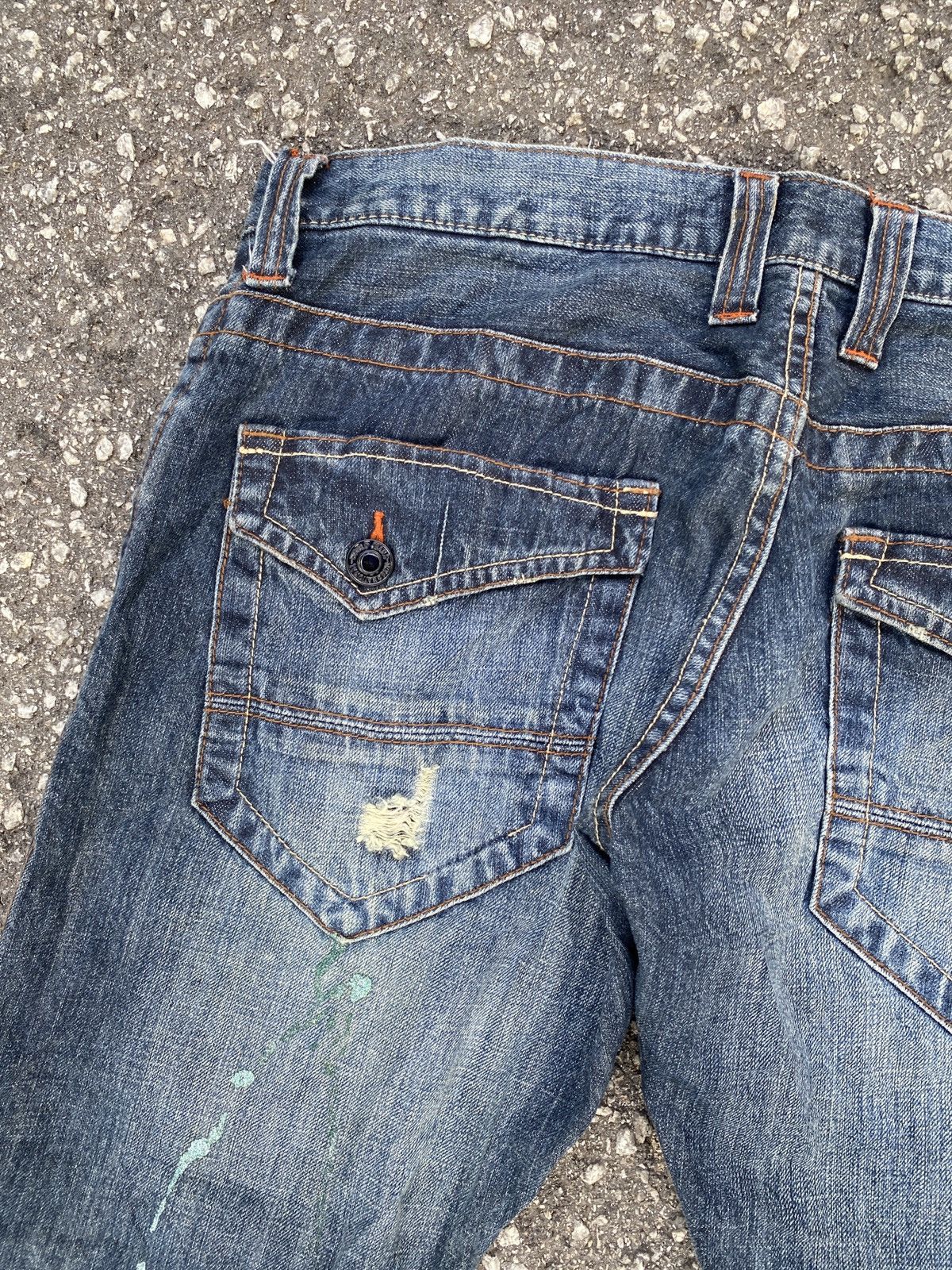 If Six Was Nine × Japanese Brand Flared Root Three Style Distressed Splatter Design Denim Size US 34 / EU 50 - 13 Thumbnail