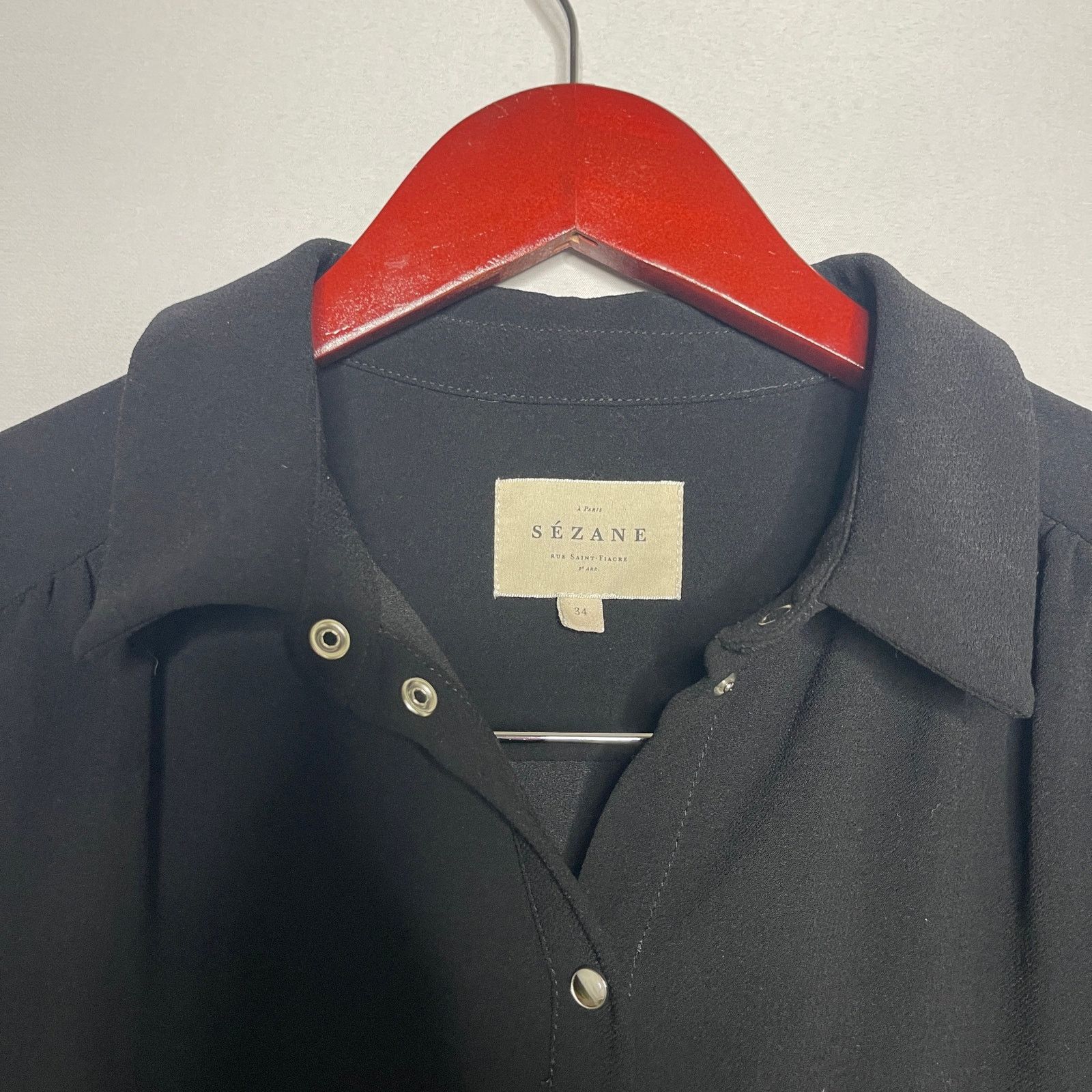Sezane Sezane Leana Black button front snap mini oversized dress Size XS / US 0-2 / IT 36-38 - 3 Thumbnail
