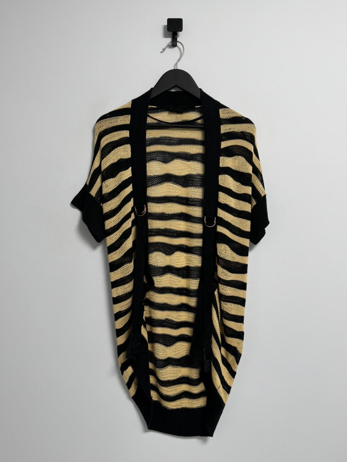 Diesel DIESEL Brand Black Beige Stripe Knit Sweater Cardigan Bolero Size XS / US 0-2 / IT 36-38 - 7 Thumbnail