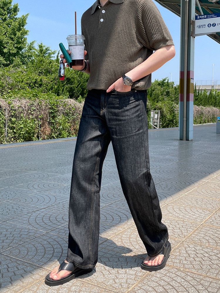 Japanese Brand × Jean Retro black loose wide leg straight leg jeans Size US 32 / EU 48 - 4 Thumbnail