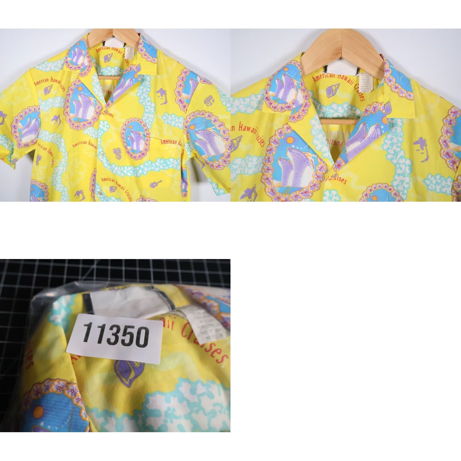 Vintage VINTAGE 80s Hawaiian Cruise Shirt Men Medium Yellow Camp Collar Aloha Nautical VTG Geometric Pattern Short Sleeve Adjustable Sun Ship Theme Womens? Size US M / EU 48-50 / 2 - 8 Thumbnail