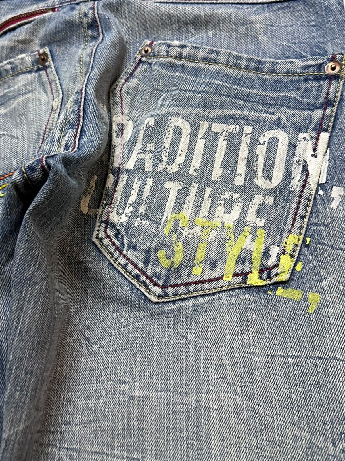 SUNSEA Vintage Sun Lucas Faded Printed Surf Distressed Denim Size US 30 / EU 46 - 9 Thumbnail