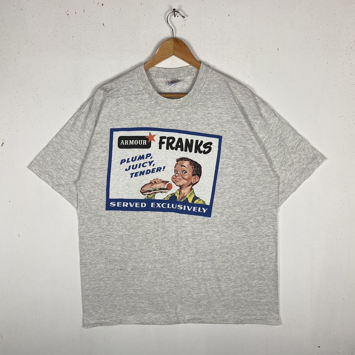 Vintage VINTAGE 90's ARMOUR FRANKS SERVED EXCLUSIVELY POSTER TEE Size US XL / EU 56 / 4 - 2 Thumbnail