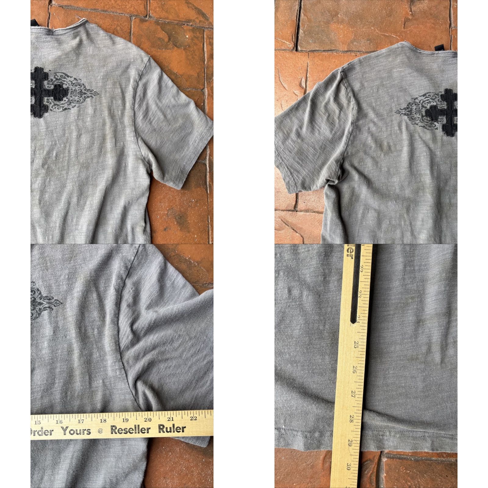 Incu VINTAGE INC Cross Skull Wings T-Shirt L Gray Cotton Embroidered Crew Neck Short Sleeve Men Size US L / EU 52-54 / 3 - 8 Thumbnail