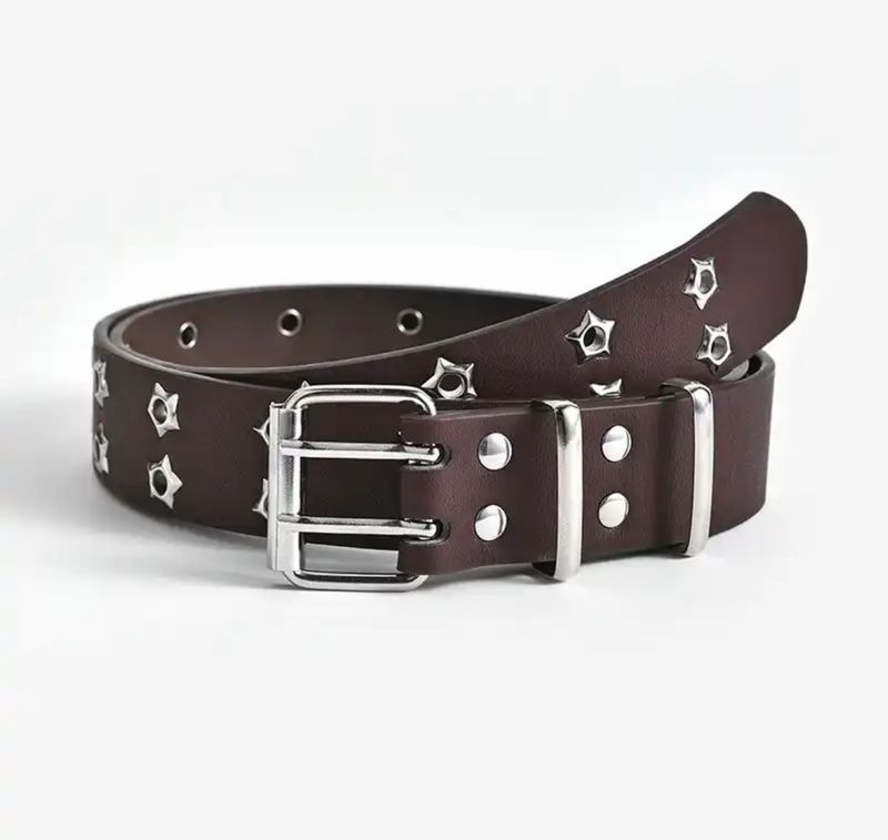 image of Unbrnd Star Eye Rivert Belt in Brown, Men's