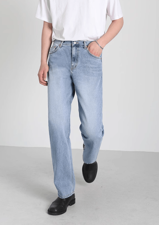 Japanese Brand × Jean Light blue washed loose versatile trendy jeans Size US 32 / EU 48 - 4 Thumbnail
