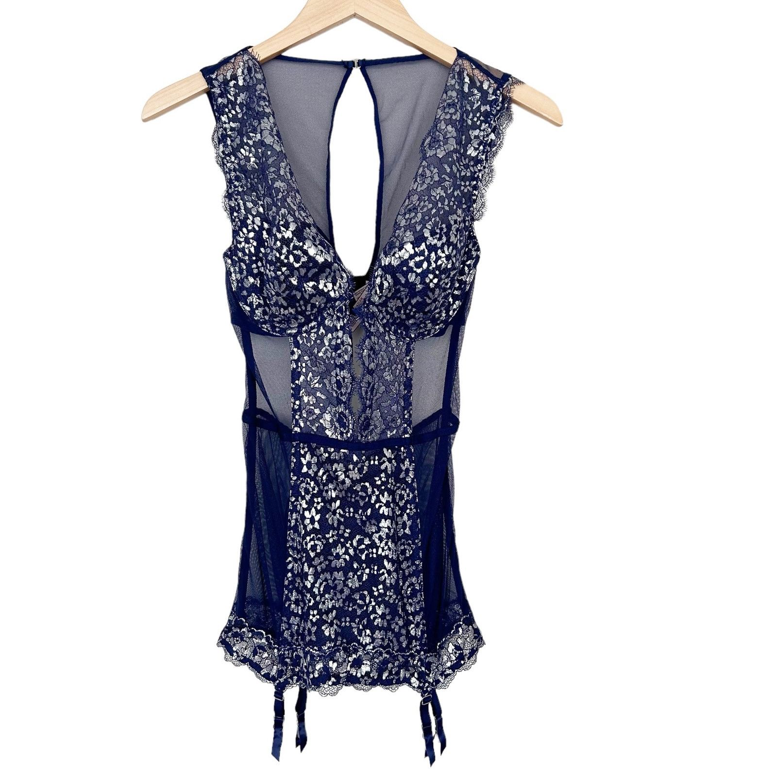 Victoria's Secret Victoria’s Secret Blue Silver Full Length Corset Garter 34C Size ONE SIZE - 9 Thumbnail