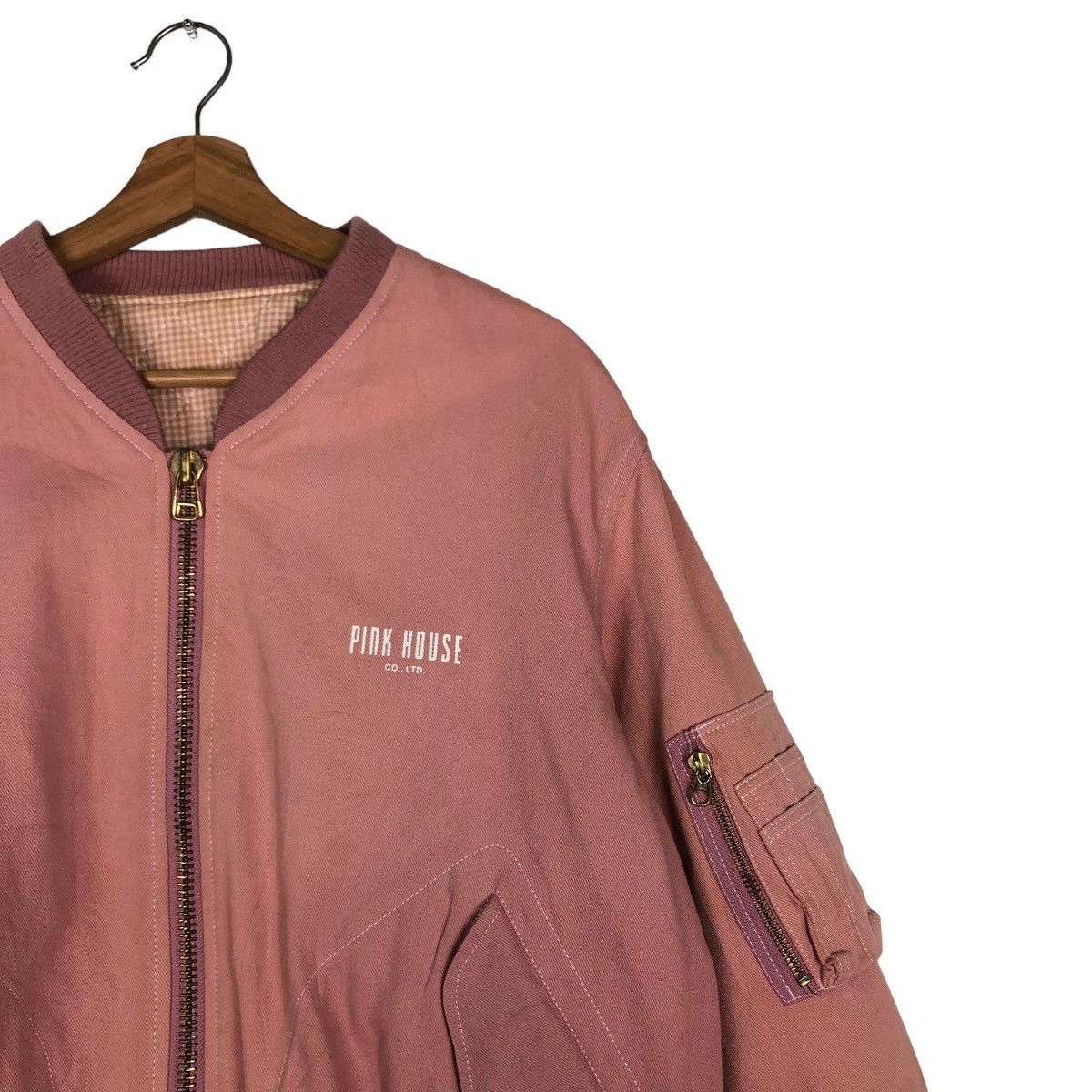 Japanese Brand 🔥Vintage Bomber Jacket Streetwear Pink House Big Logo Size US M / EU 48-50 / 2 - 7 Thumbnail