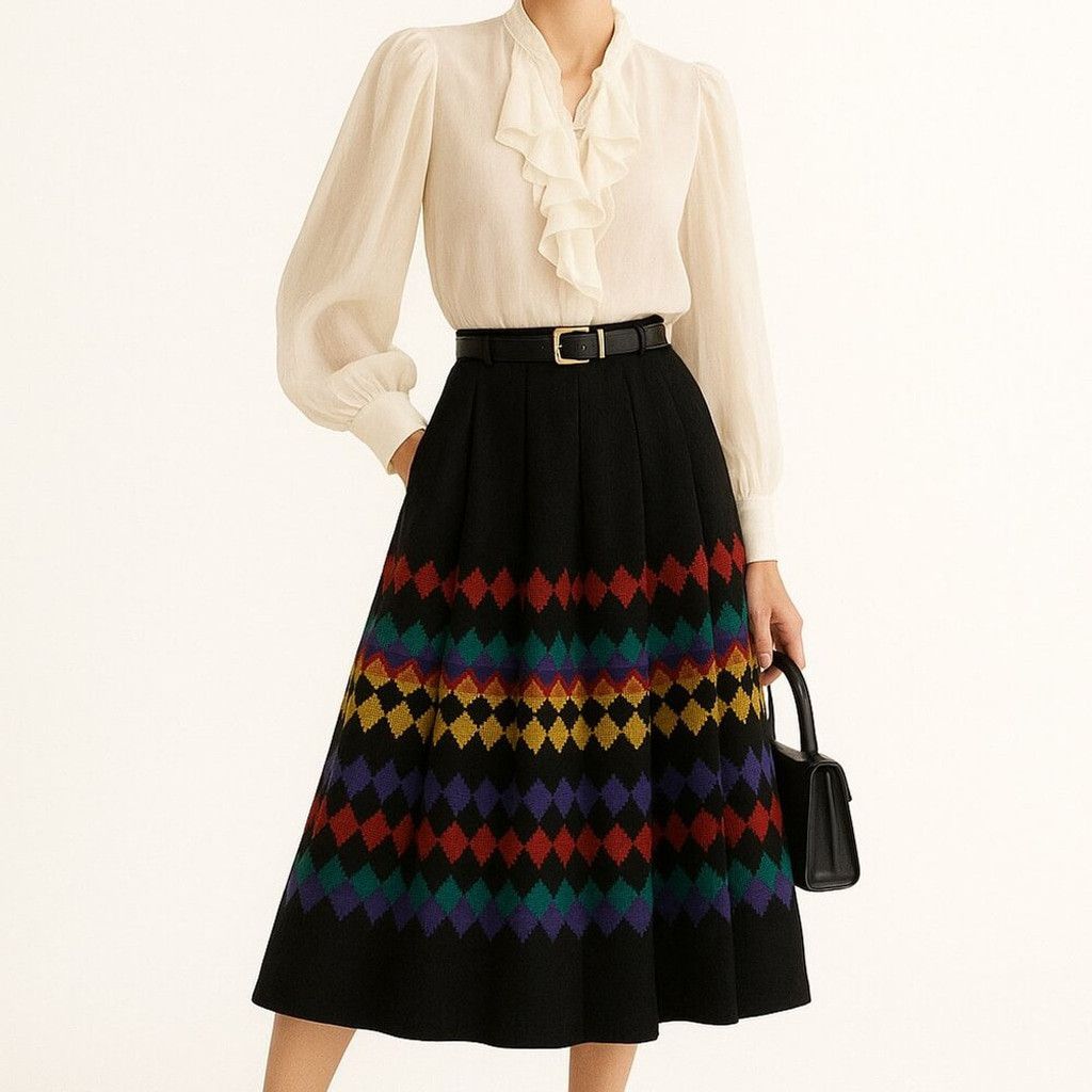 Nina Ricci NINA RICCI Boutique Paris VTG Wool Academia Boho EU 38 / M Size 32" / US 10 / IT 46 - 6 Thumbnail