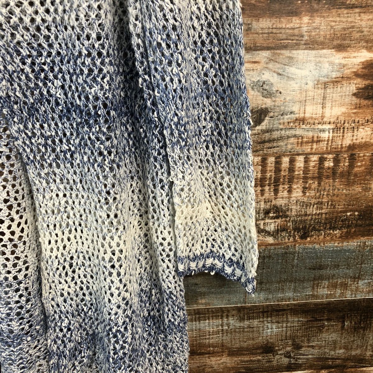 Japanese Brand Cinzia Caldi crochet meshnet Stripe Cardigan Knitwear #A2209 Size US XL / EU 56 / 4 - 8 Thumbnail