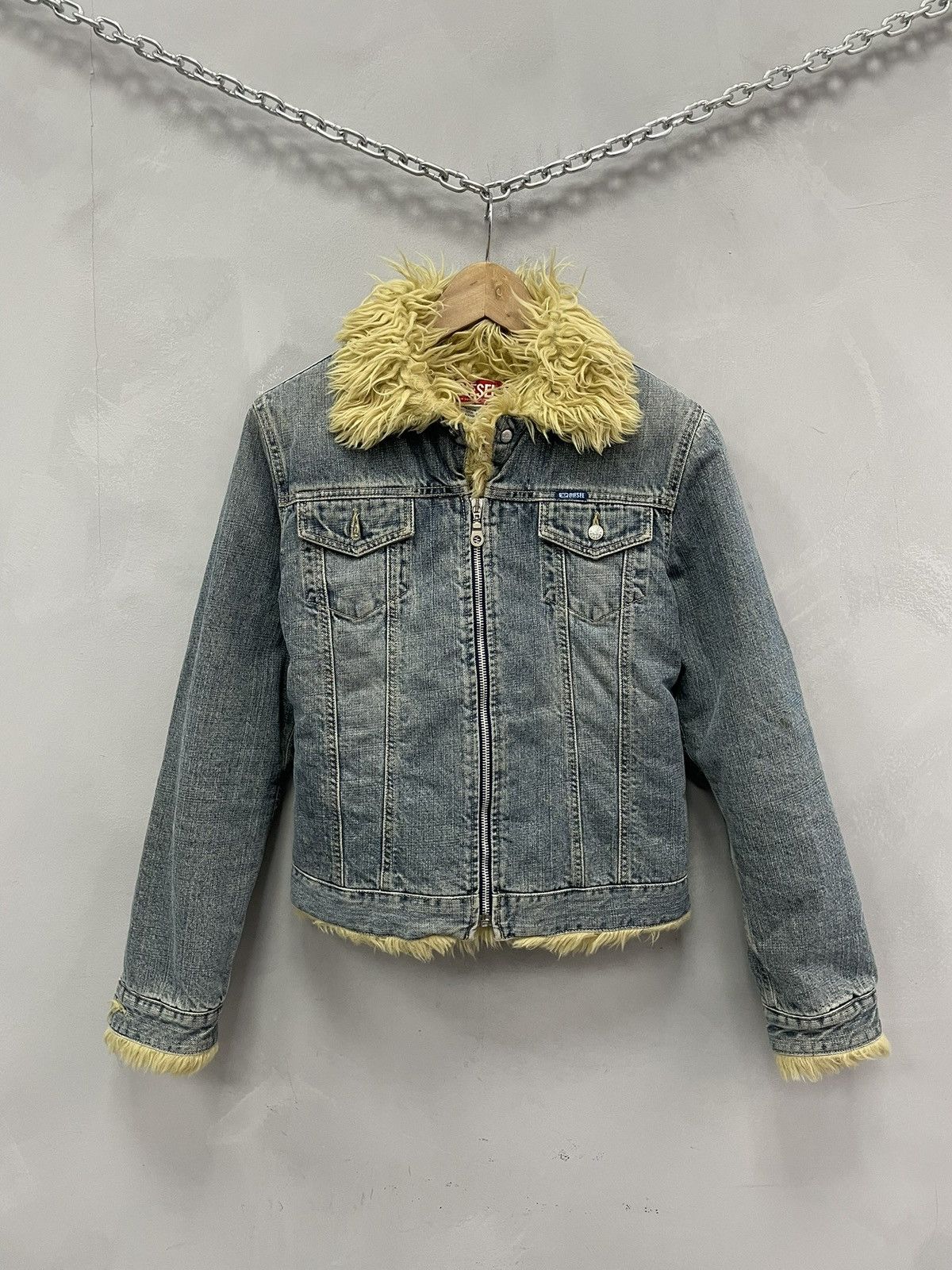Diesel Diesel Denim distressed fur faux jacket y2k Size S / US 4 / IT 40 - 1 Thumbnail