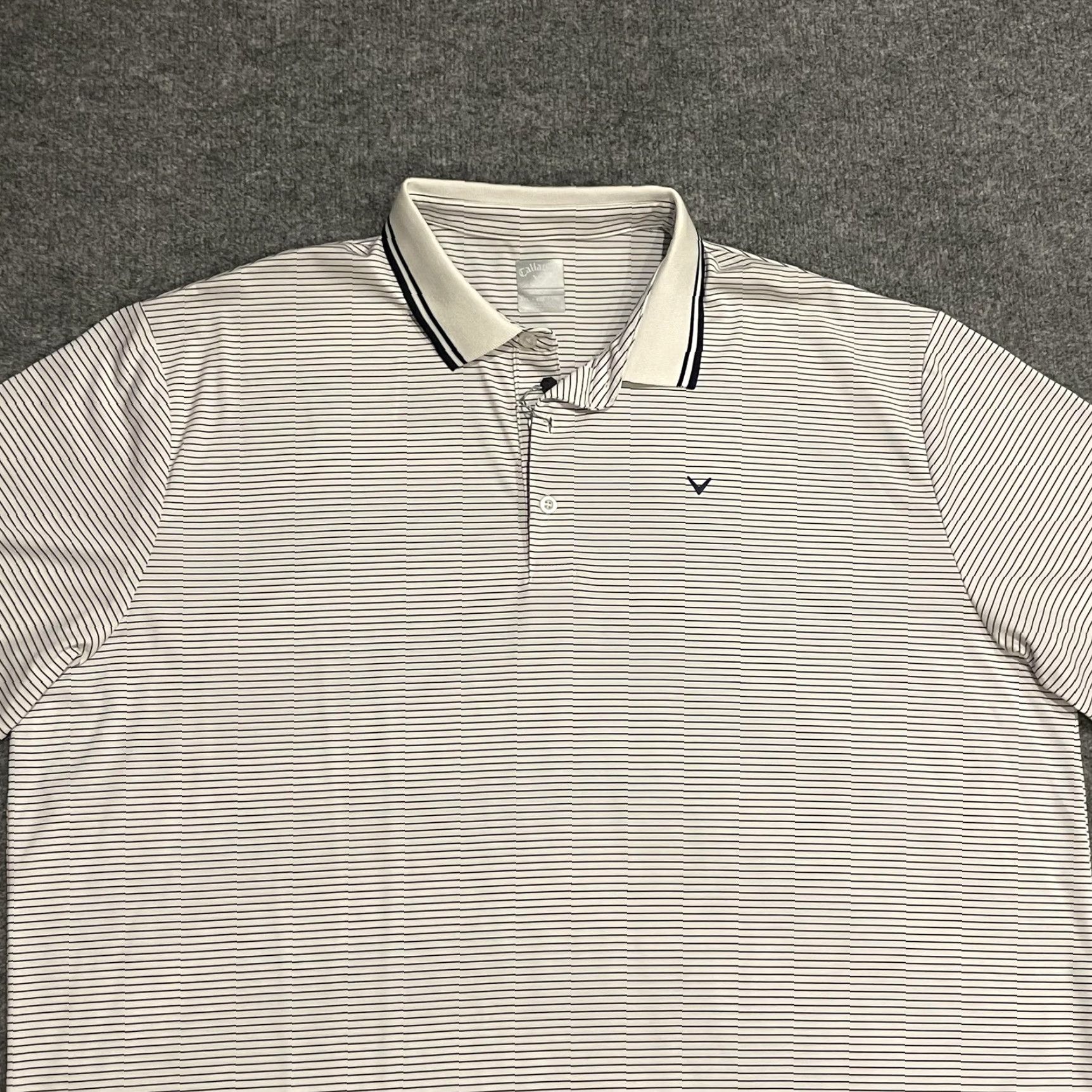 Callaway NWT Callaway Polo Shirt Mens 2XL White Navy Stripe Opti-Dri Opti-Shield Golf Short Sleeve Collared Size US XXL / EU 58 / 5 - 3 Thumbnail