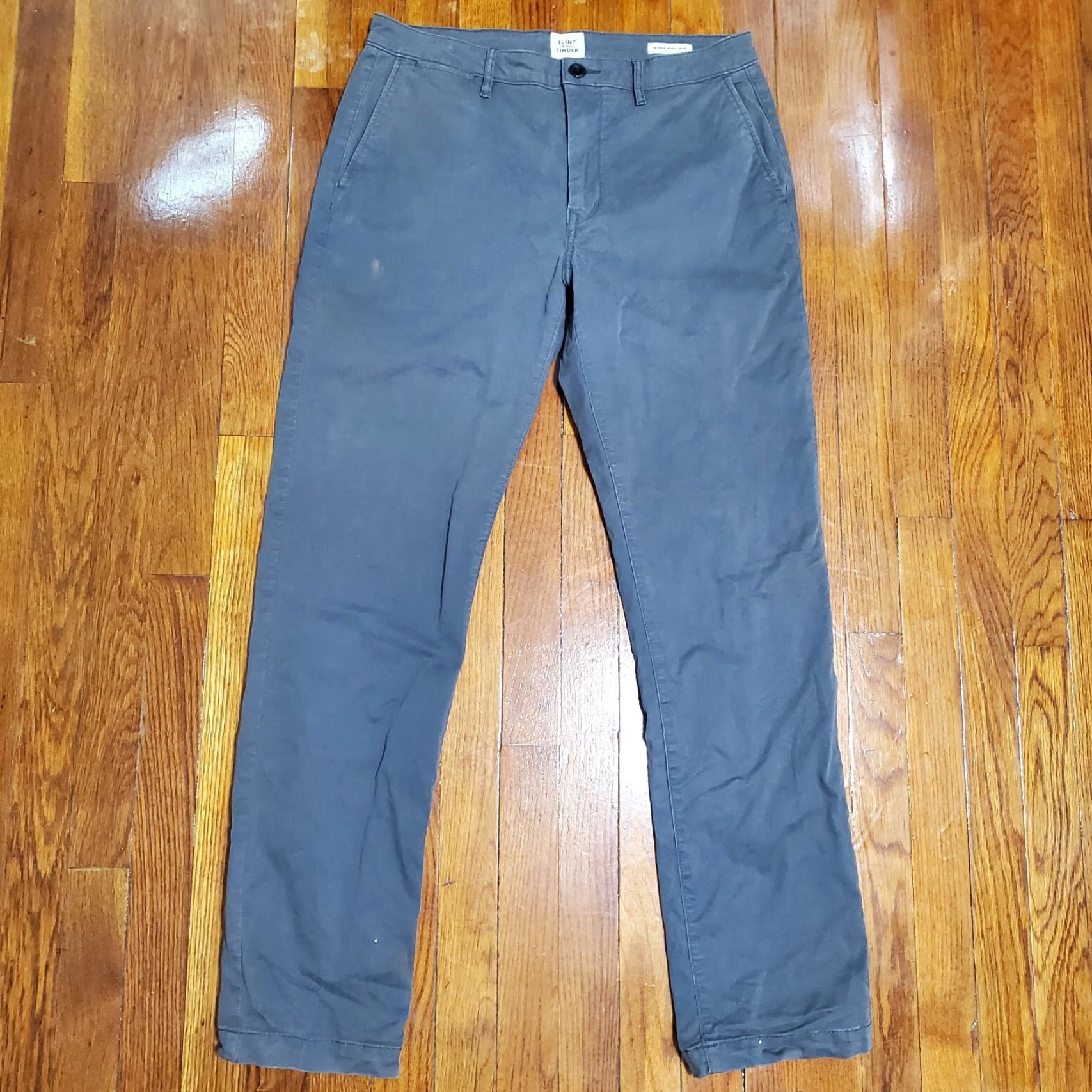 Flint And Tinder Flint & Tinder Pants Mens 32x32 Chino Straight Slim Gray 5-Pocket Zipper Button Logo Street City USA Vintage: No Size US 32 / EU 48 - 5 Thumbnail