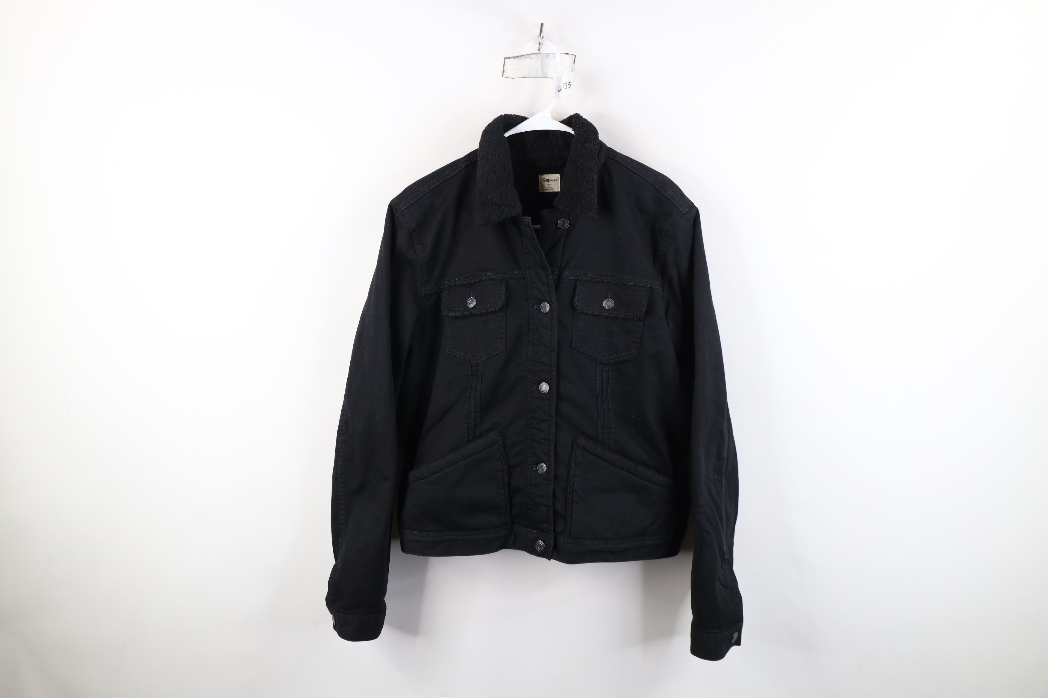 Gap Vintage Y2K Gap Fleece Lined Denim Trucker Jacket Black Size XL / US 12-14 / IT 48-50 - 1 Thumbnail