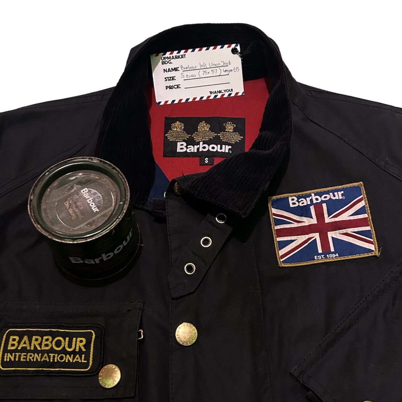 image of Barbour International Union Jack in Black, Men's (Size Small)