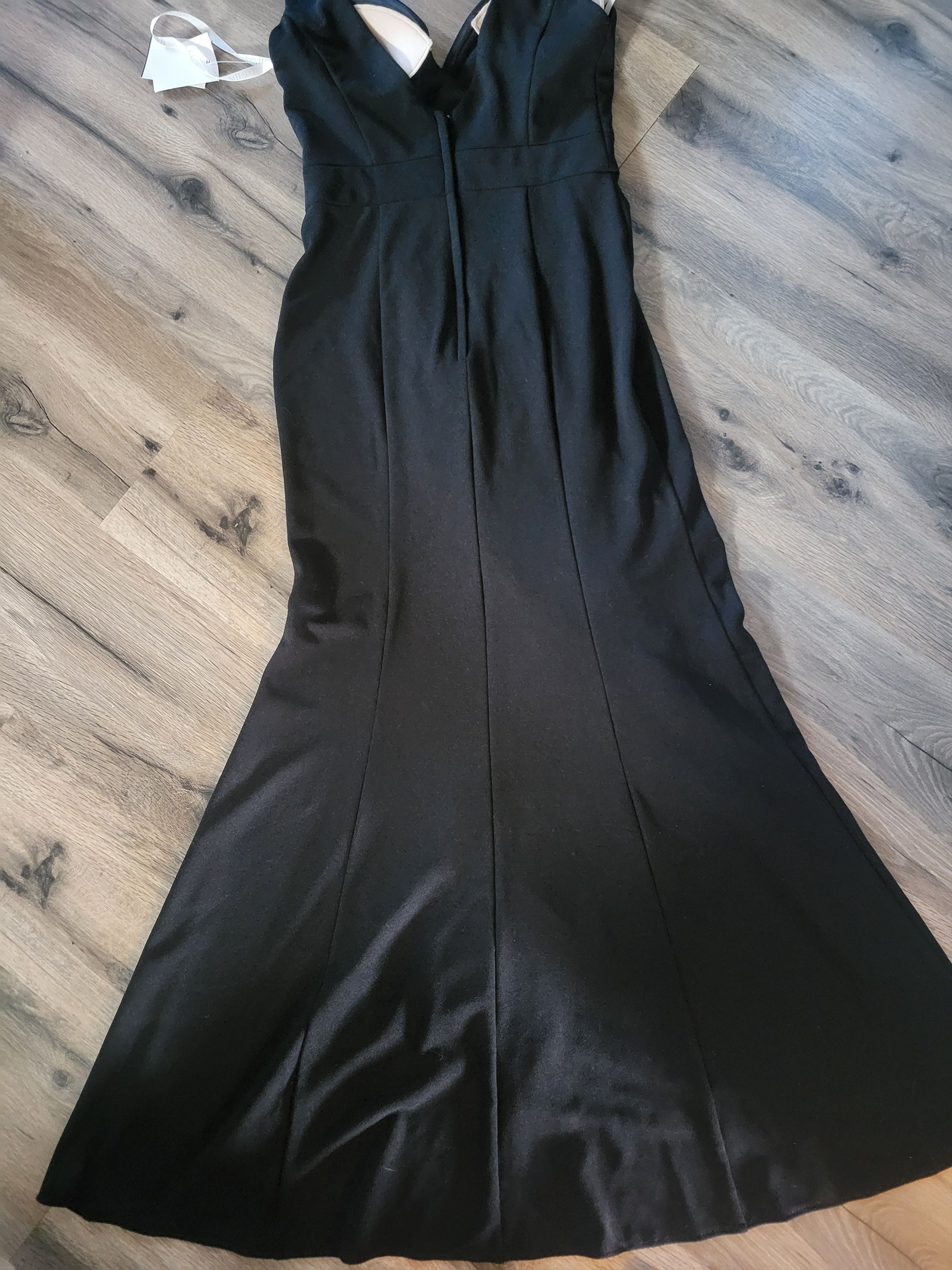 DAVIDS BRIDAL BLACK LONG PLEATED TANK FORMAL DRESS SIZE 2