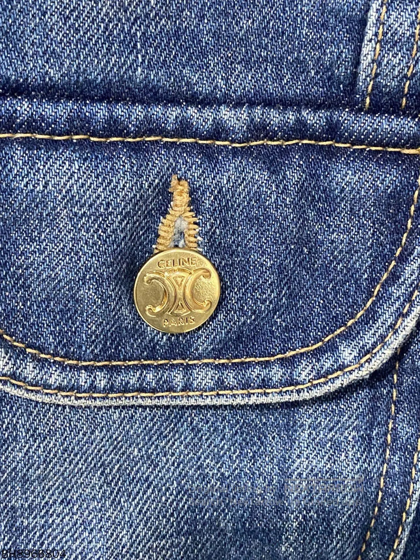 Celine Celine Gold Button Slim Stand Collar Denim Jacket. Size S / US 4 / IT 40 - 8 Thumbnail