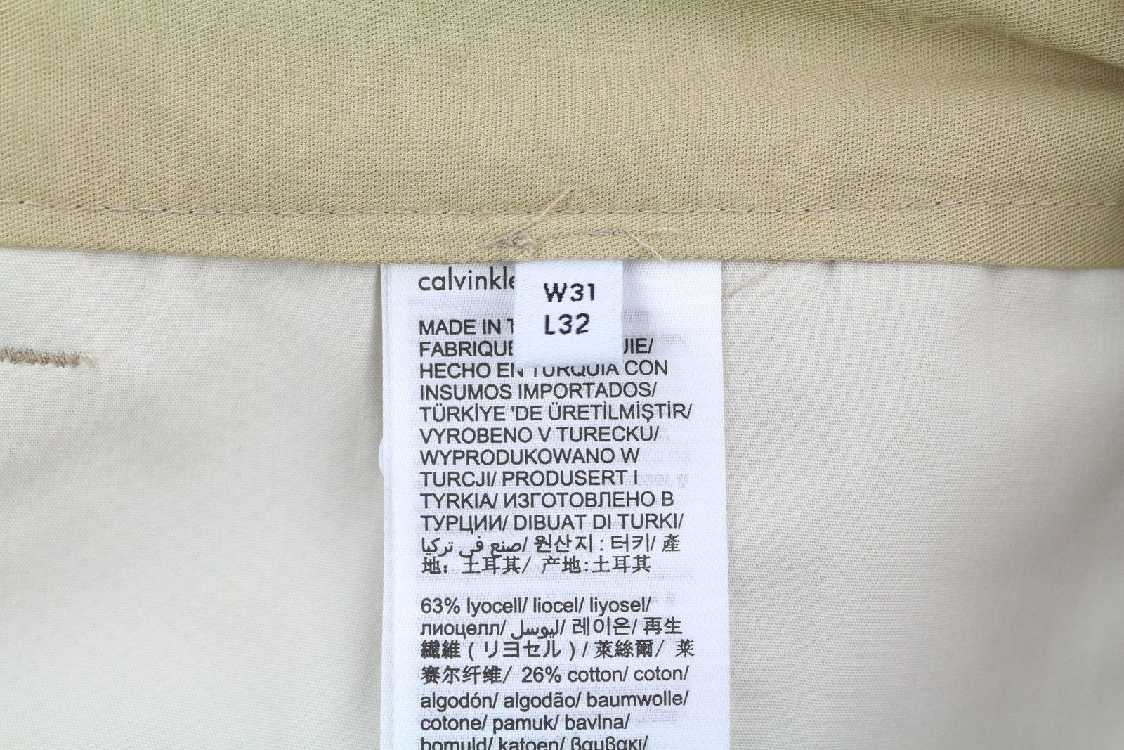Calvin Klein DYED TENCEL TAPERED W31/L32 Brown Linen Trousers 85158 Size US 31 - 9 Thumbnail