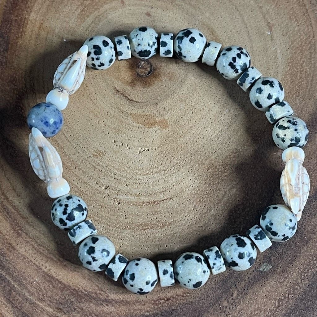 Other Sea turtle blue dot stone Dalmatian jasper stretch bracelet Size ONE SIZE - 5 Thumbnail