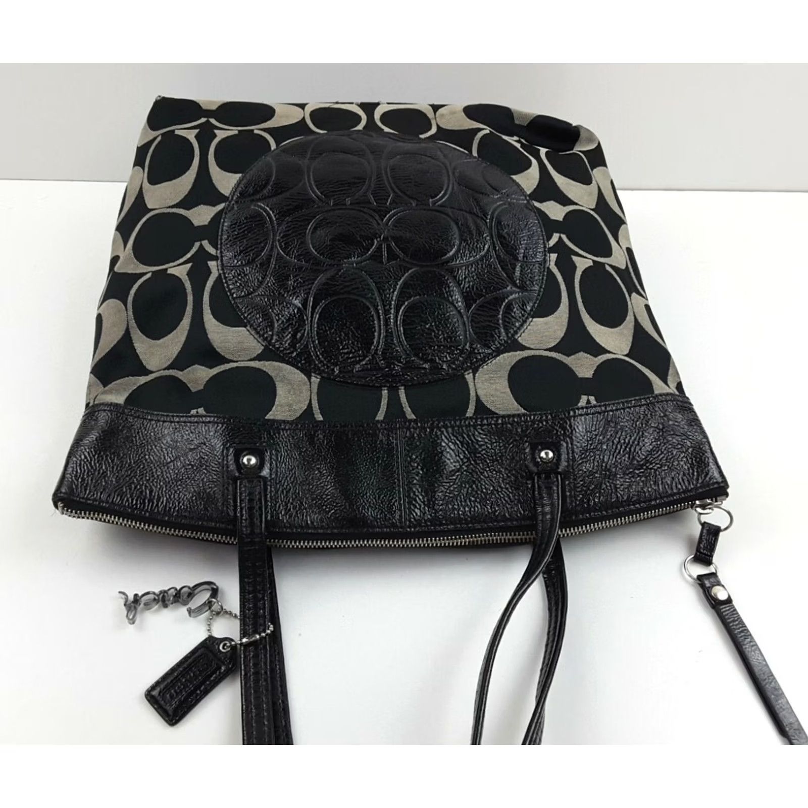 Coach Coach Laura Black Gray Jacquard Large Tote Purse Signature F18335 Handbag Women Size ONE SIZE - 5 Thumbnail