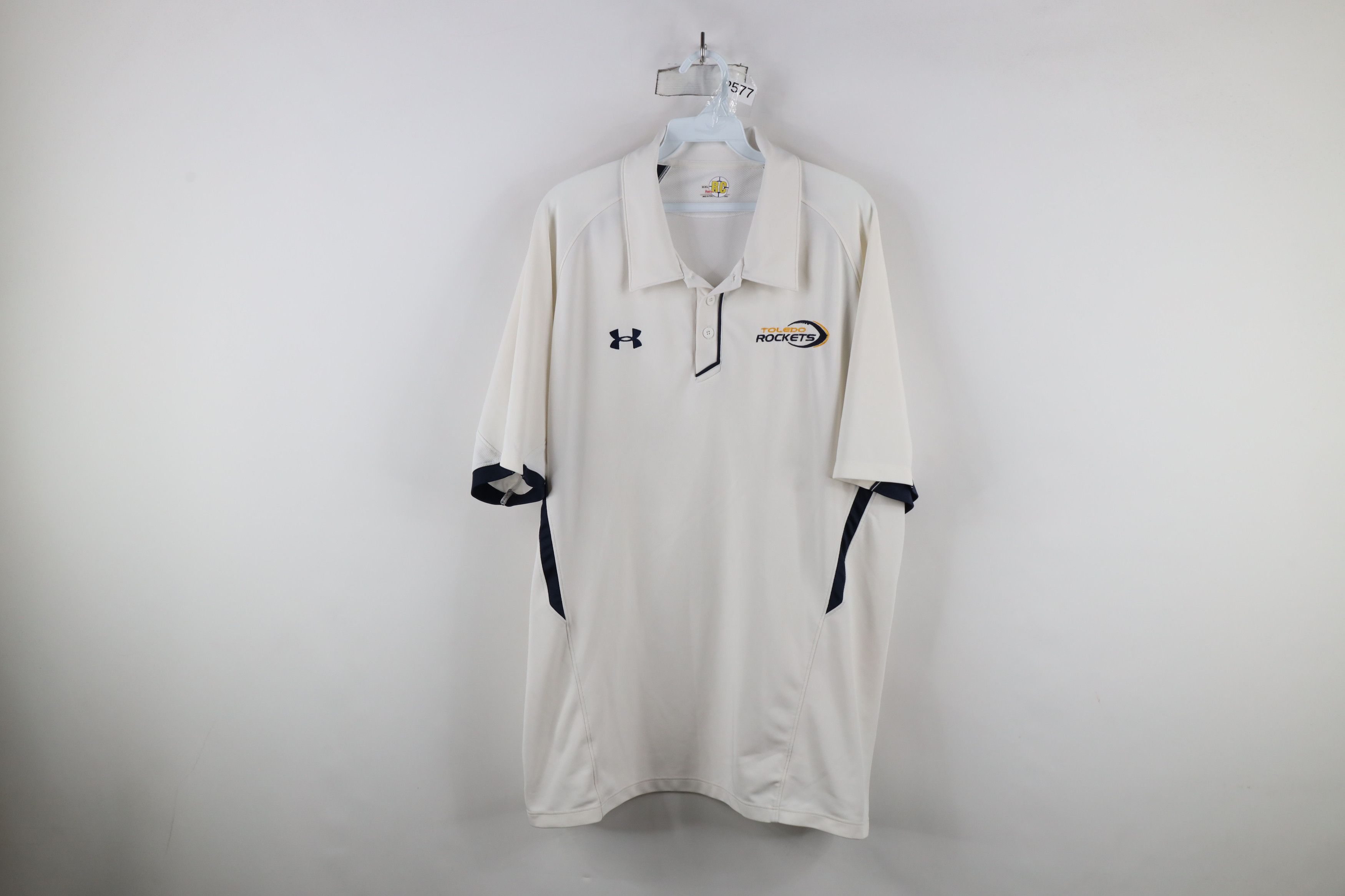 Under Armour × Vintage Under Armour University of Toledo Football Polo Shirt White Size US XXL / EU 58 / 5 - 1 Thumbnail