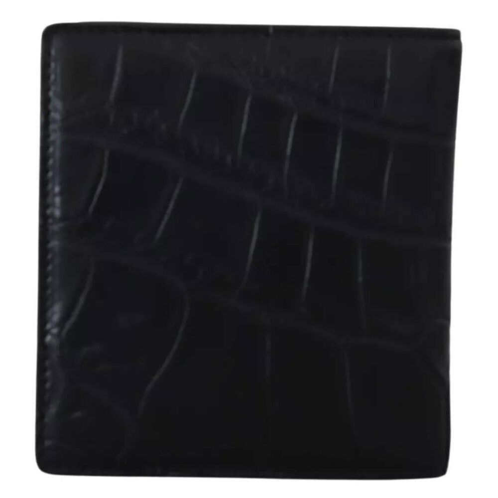 Dolce & Gabbana Dolce & Gabbana Black Exotic Leather Bifold Card Holder Wall Size ONE SIZE - 3 Thumbnail